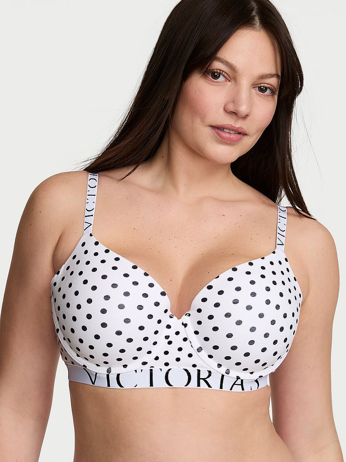 vs The T-Shirt Cotton Exploded Logo Lightly Lined Demi Bra White Dots 1 of 3 