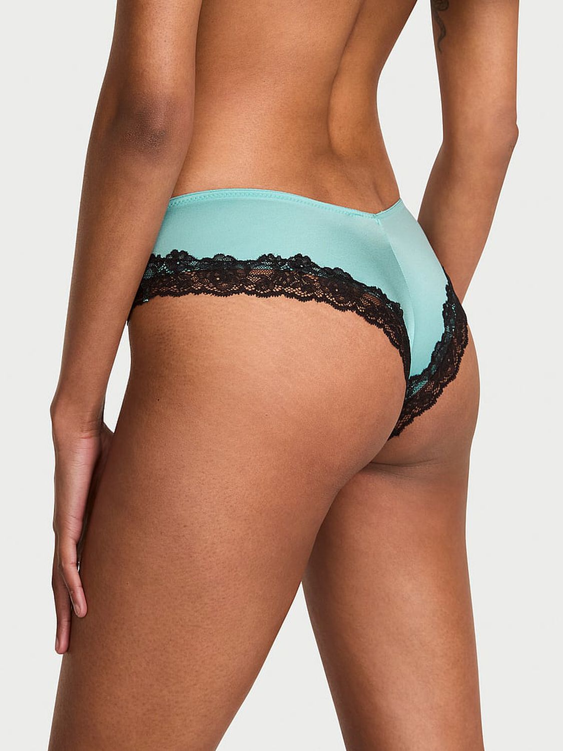 vs Very Sexy Lace-Trim High-Leg Cheeky Panty Dusty Turquoise 2 of 4 