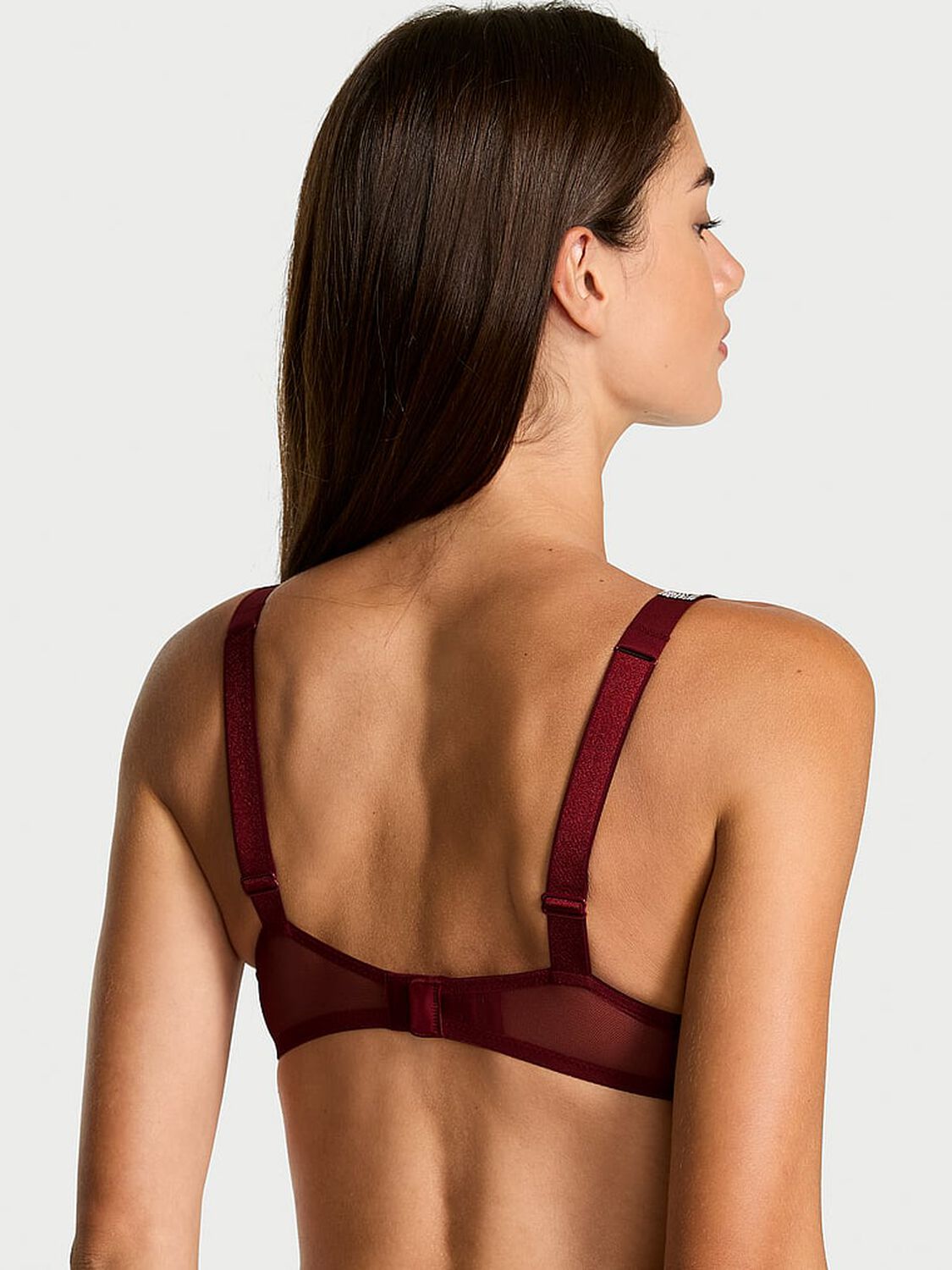 vs Very Sexy Shine Strap Rose Lace Lightly Lined Low-Cut Demi Bra Sangria Red 2 of 3 