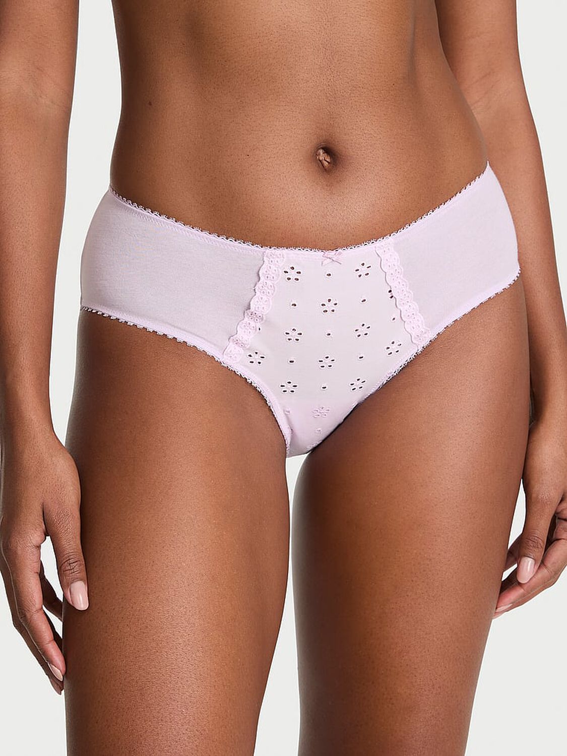 vs Victoria's Secret Stretch Cotton Eyelet Hiphugger Panty Delicate Violet 1 of 3 