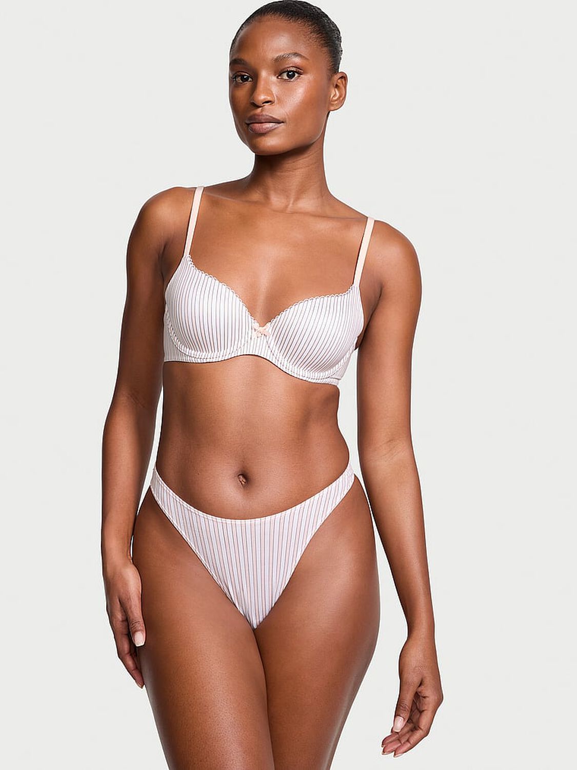 vs Body By Victoria Lightly Lined Smooth Demi Bra Pink Stripes 4 of 4 