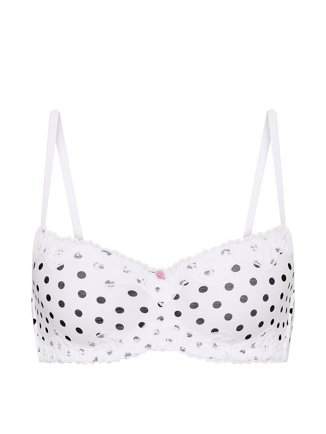 vs The T-Shirt Cotton Lace-Trim Lightly Lined Balconette Bra White Dots 3 of 3 