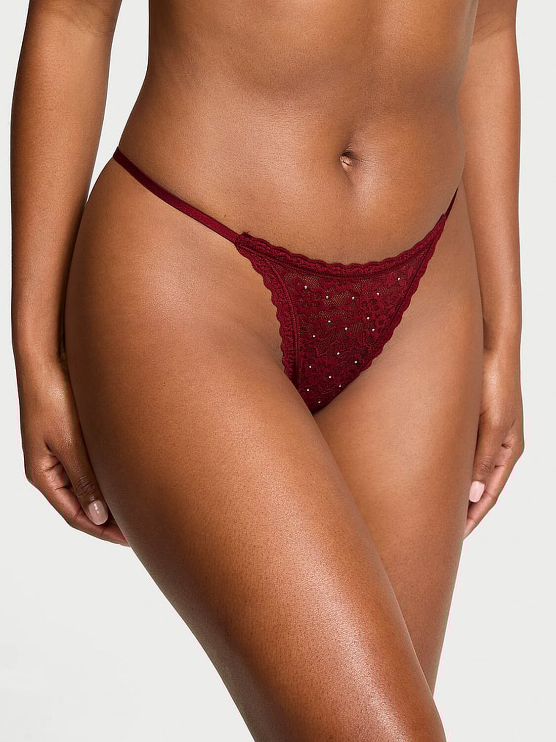 vs The Lacie Lacie Sparkle String Thong Panty Sangria Red 1 of 2 