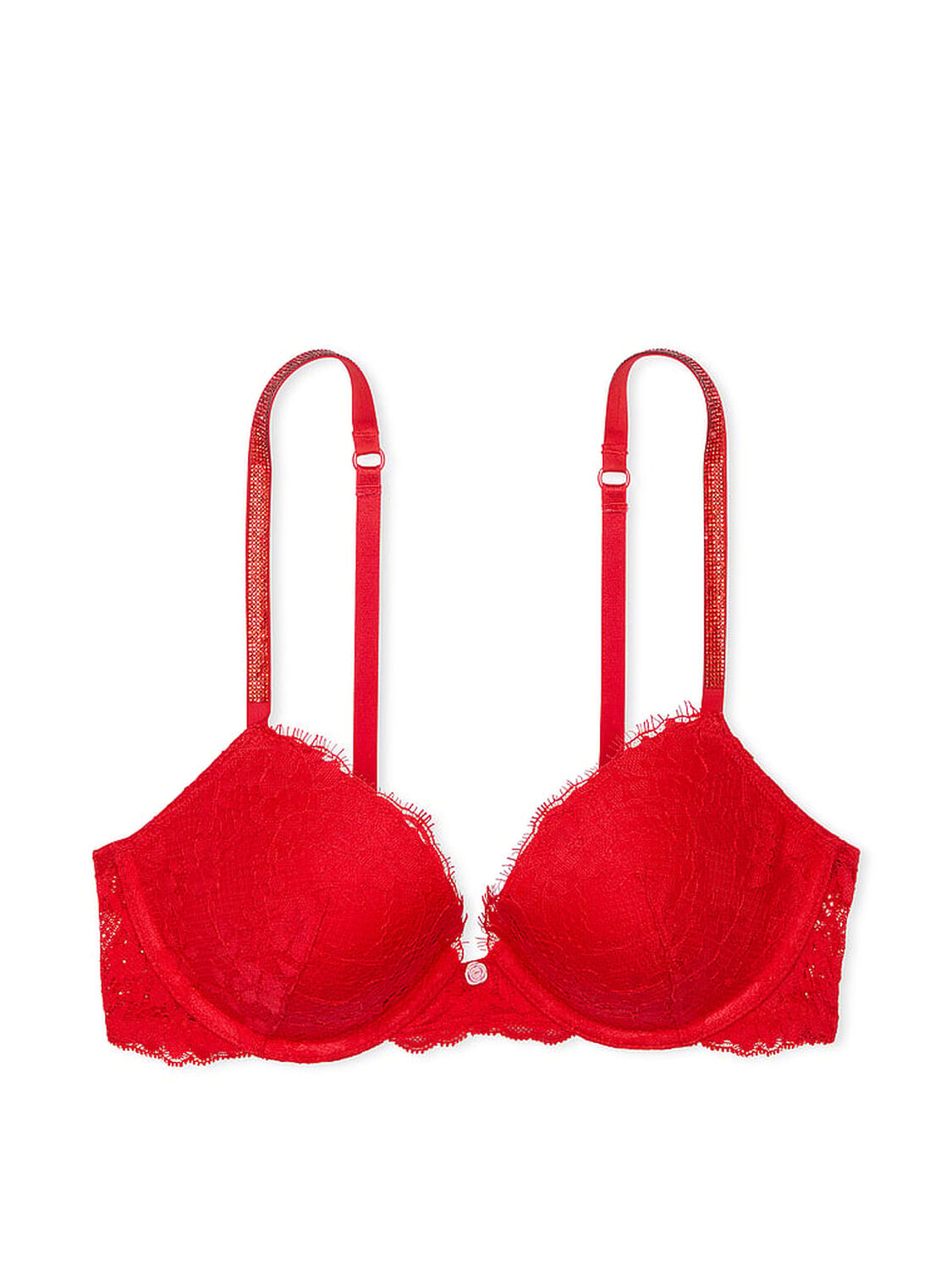 vs Dream Angels Twinkle Strap Lace Push-Up Bra Bright Vermillion 3 of 5 