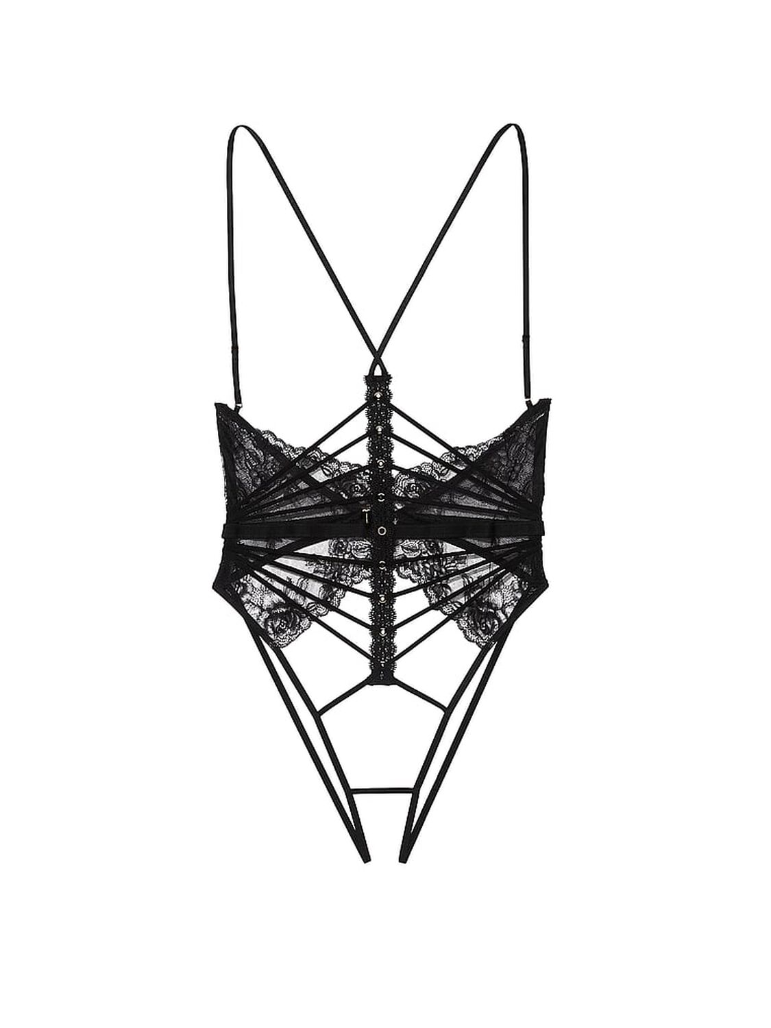 vs Very Sexy Strappy Open Crotchless Grommet Playsuit Black 3 of 3 