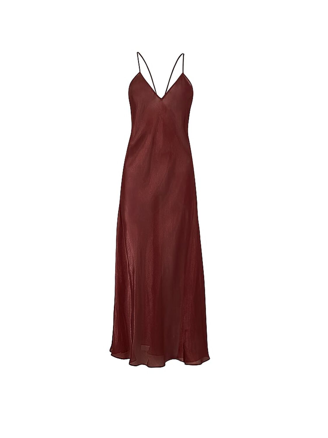 vs Victoria's Secret Luxe Sheer Satin Long Slip Dress Cherry Wood 3 of 3 