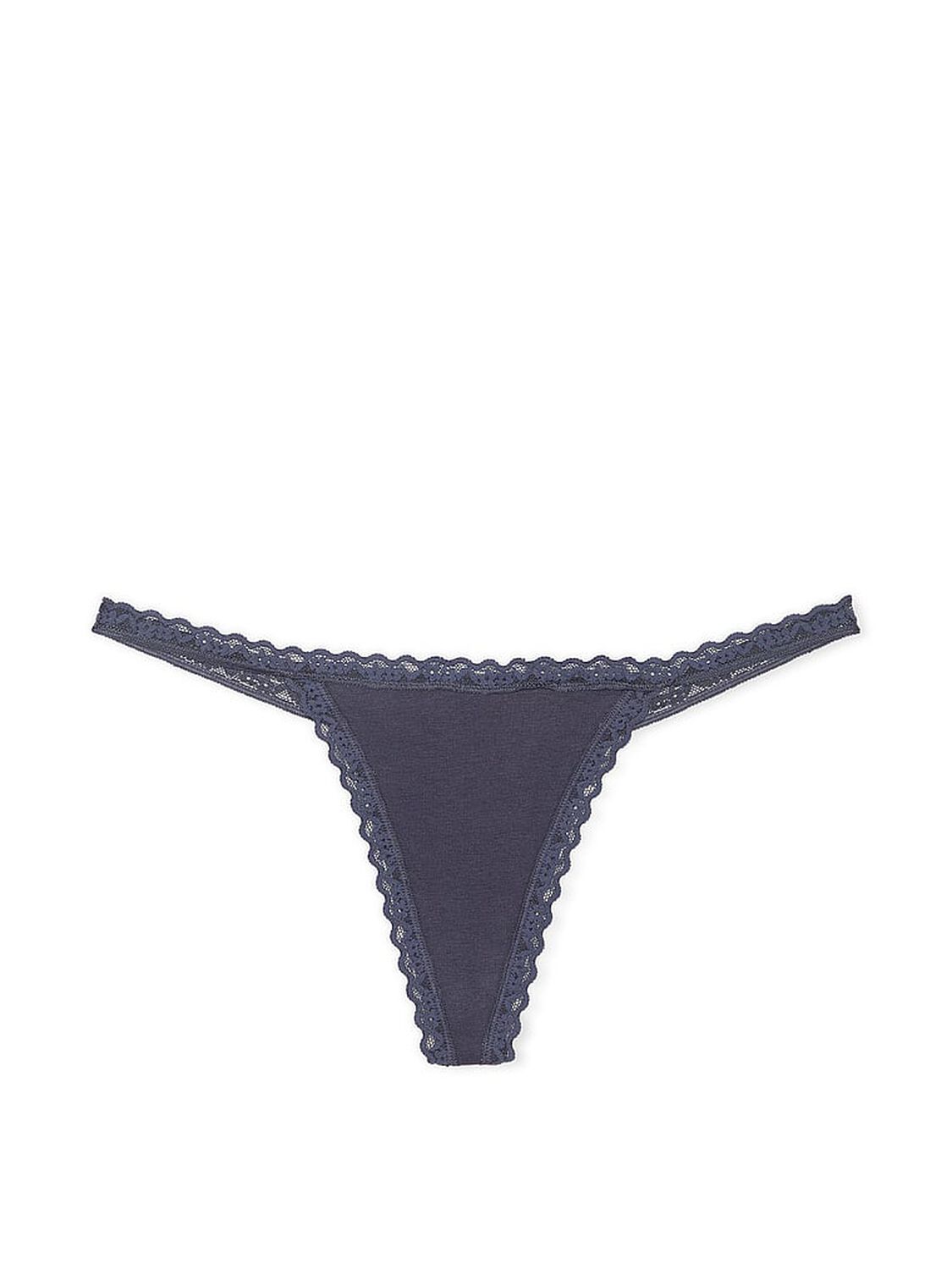 vs The Lacie Lace-Trim Cotton V-String Panty Grey 3 of 3 