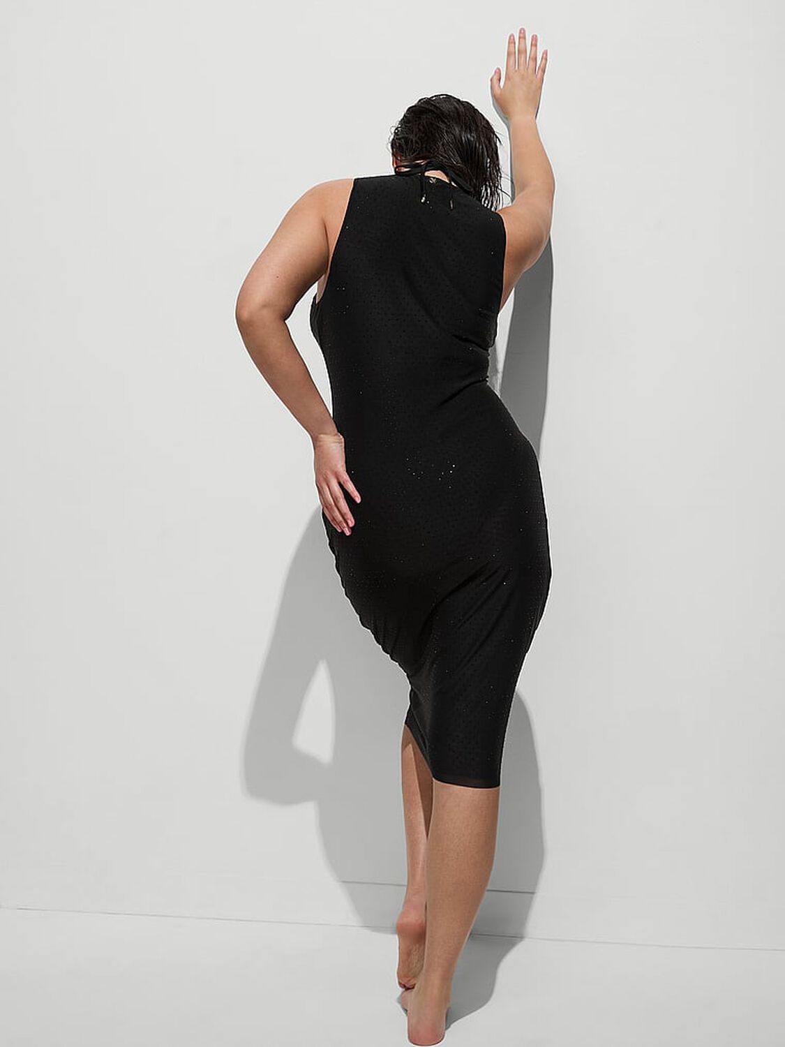 vs Victoria's Secret Swim Beachwear Mesh Diamant� Midi Dress Pure Black 2 of 3 
