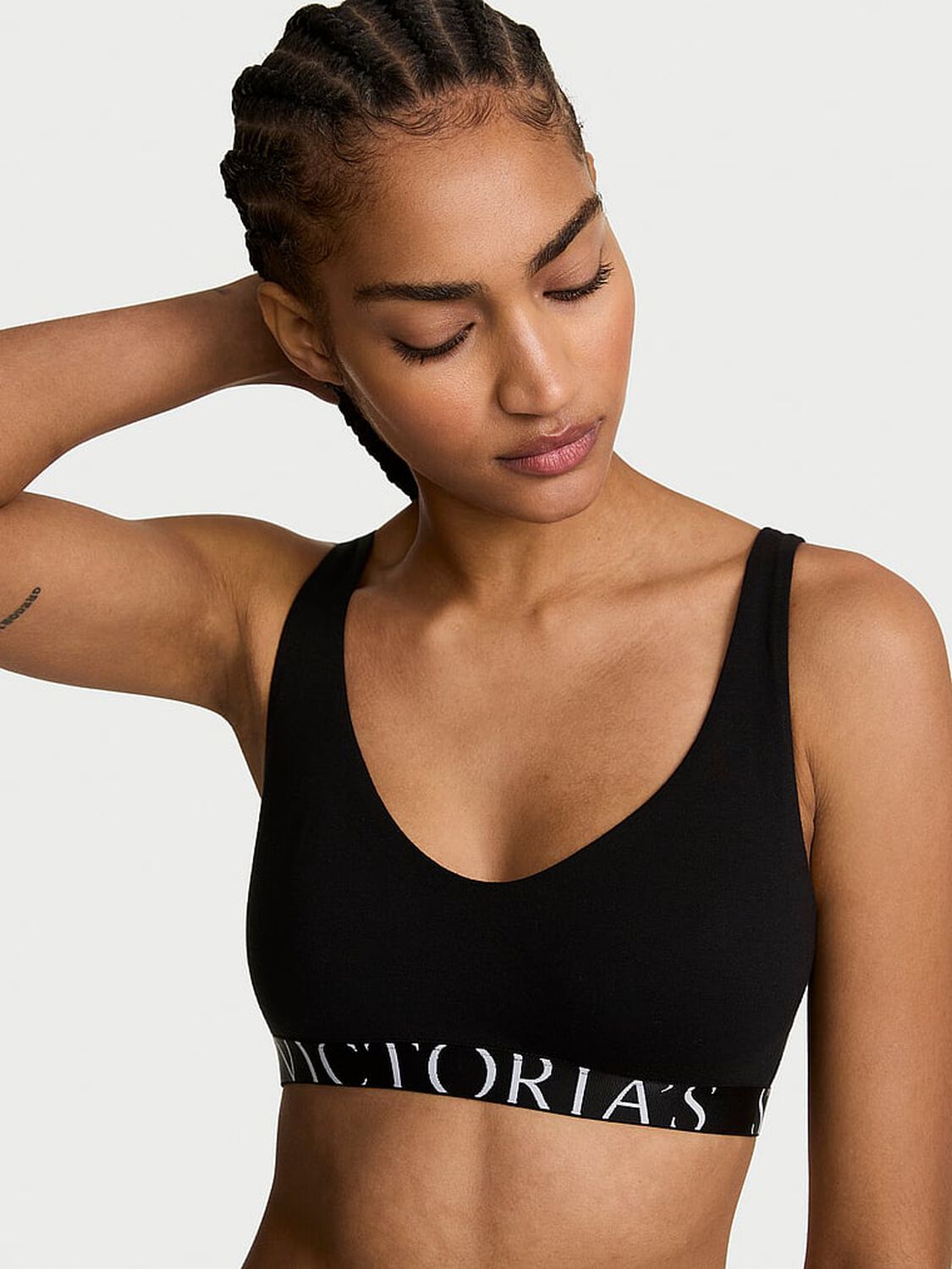 vs The T-Shirt Cotton Exploded Logo Unlined Plunge Bralette Black 1 of 2 