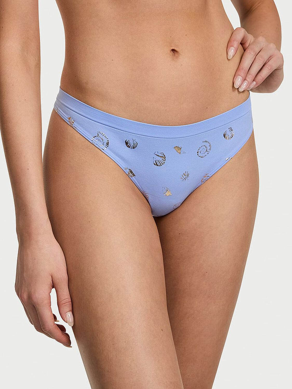 vs Seamless Seamless Thong Panty Blue Cameo Seashells 1 of 2 