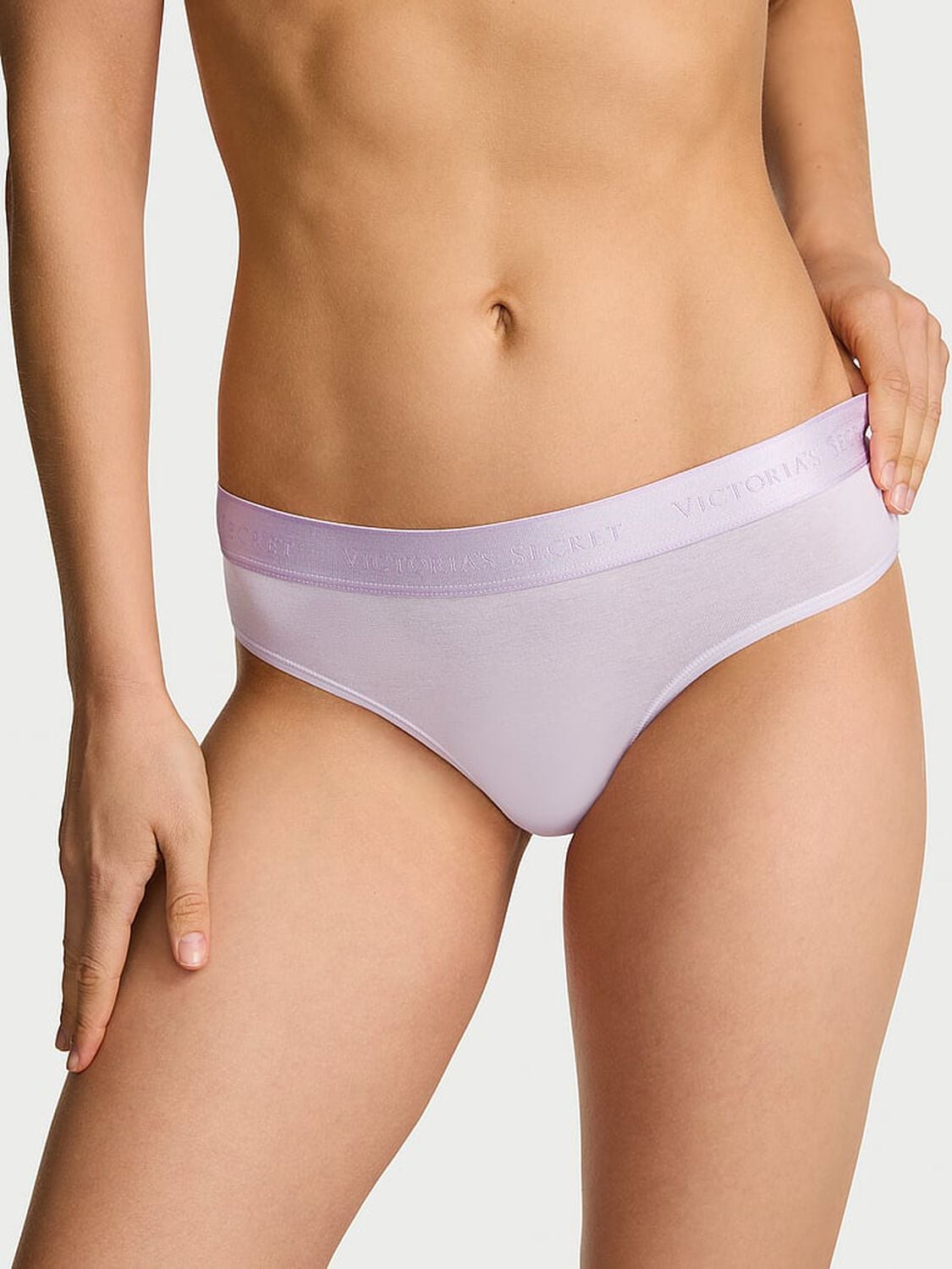vs Cotton Logo Cotton Strappy Hiphugger Panty Purple Whisper 1 of 2 