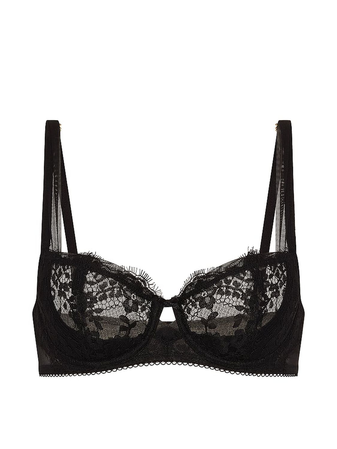 vs Dream Angels Wicked Unlined Lace Mesh-Trim Balconette Bra Black 3 of 3 