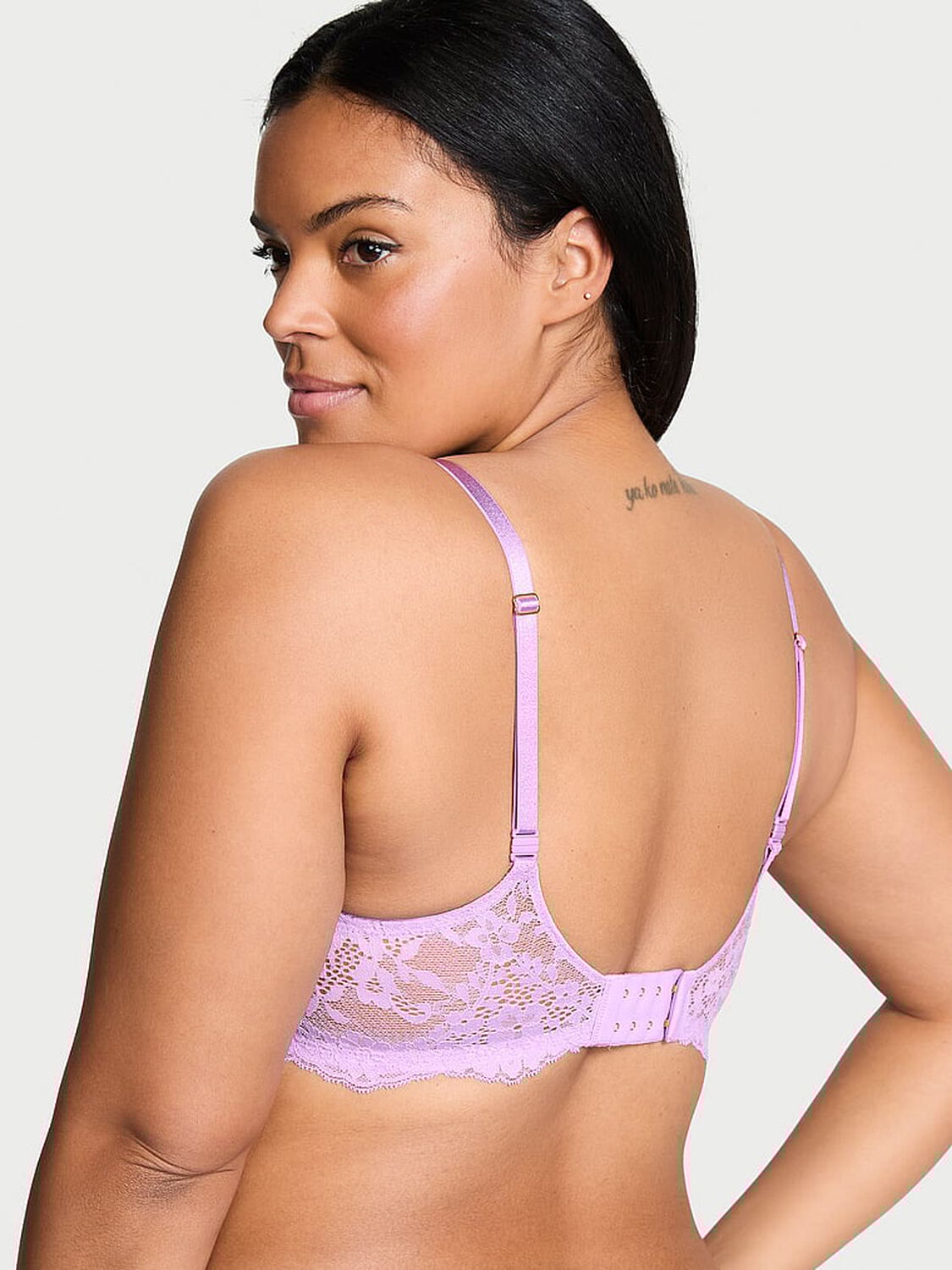 vs Dream Angels Lace Lightly Lined Classic Coverage Demi Bra Silky Lilac 2 of 4 