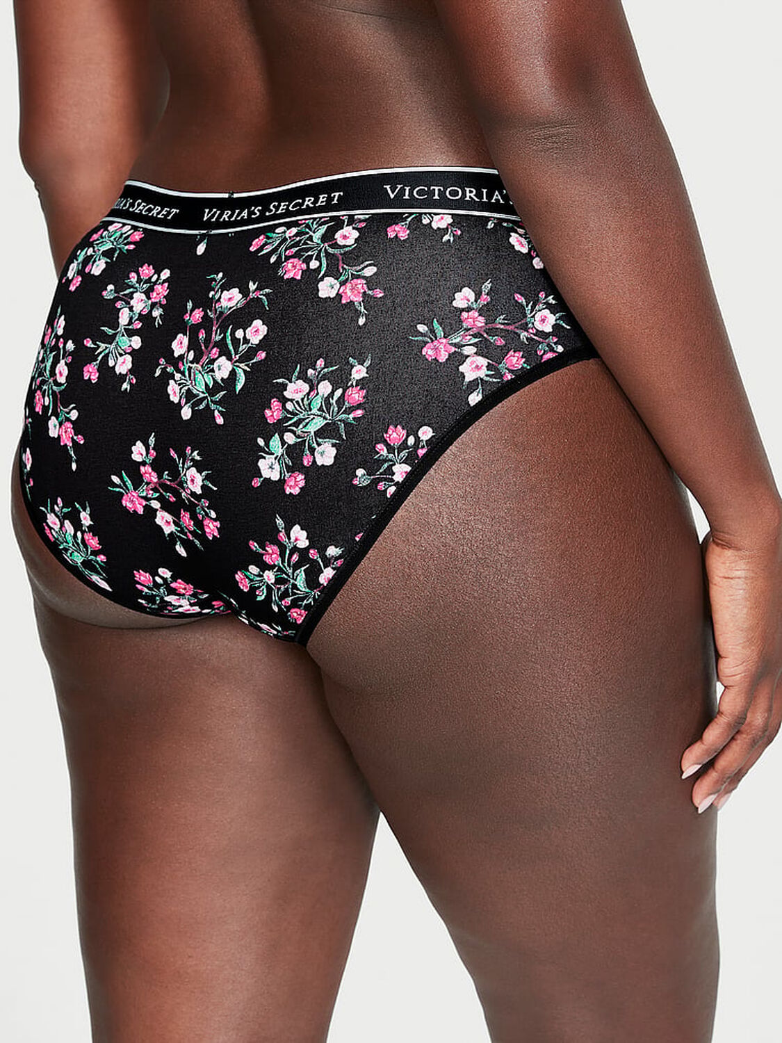 vs Cotton Logo Cotton Hiphugger Panty Black Cherry Blossoms 2 of 3 