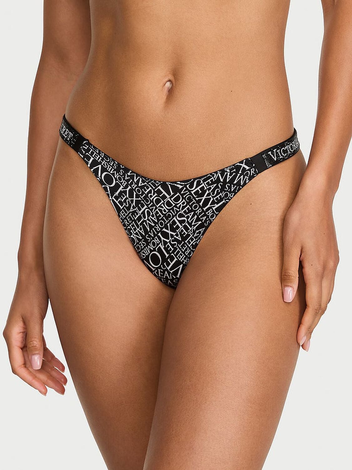vs Very Sexy Shine Strap Thong Panty Black Glam Newspaper 1 of 3 