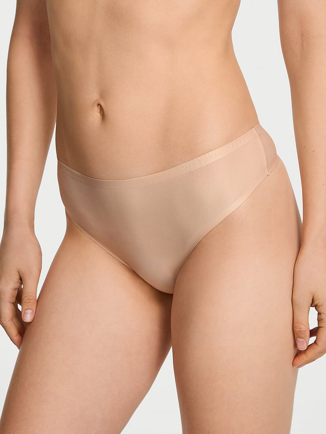 vs Body By Victoria Body by Victoria Flex Mid-Rise Thong Panty Praline 1 of 3 