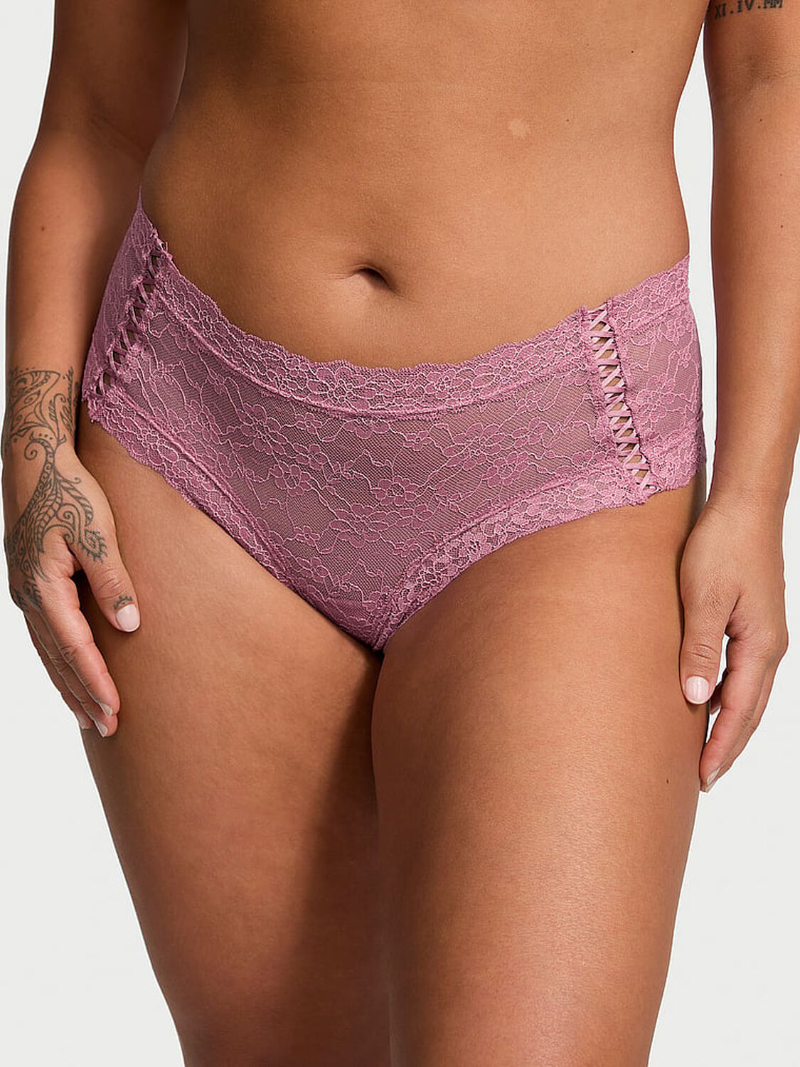 vs The Lacie Lace-Up Lace Cheeky Panty Thistle 1 of 3 