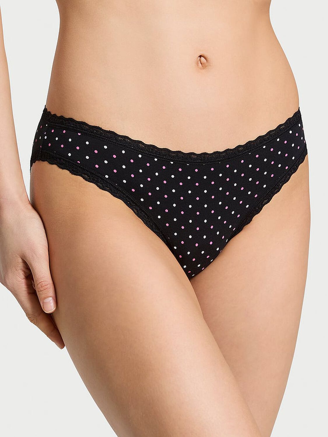 vs The Lacie Lace-Waist Bikini Panty Black Dots 1 of 3 