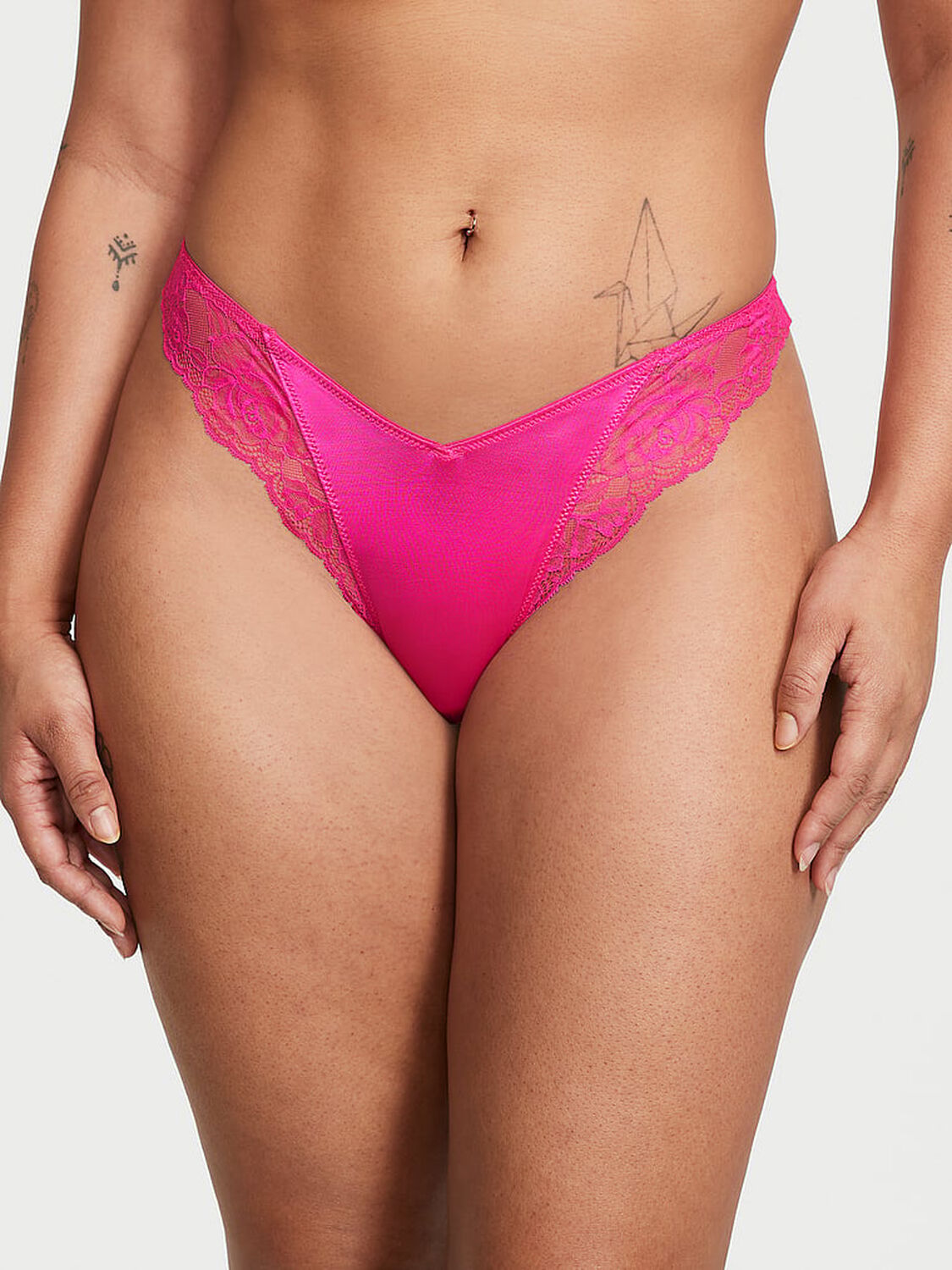 vs Very Sexy Rose Lace-Trim High-Leg Thong Panty 1 of 3 