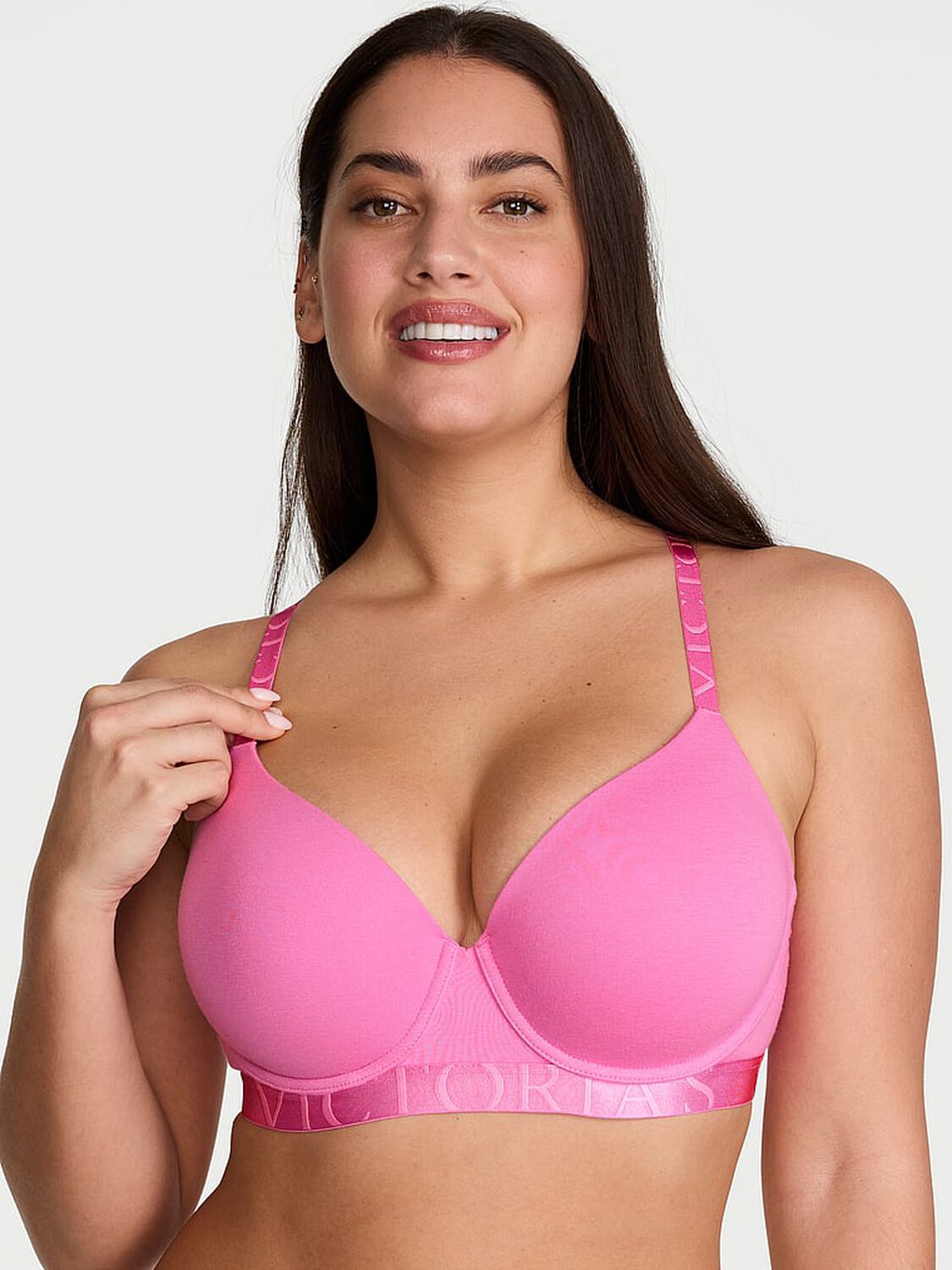 vs The T-Shirt Cotton Exploded Logo Lightly Lined Demi Bra Pink Sugar 3 of 3 