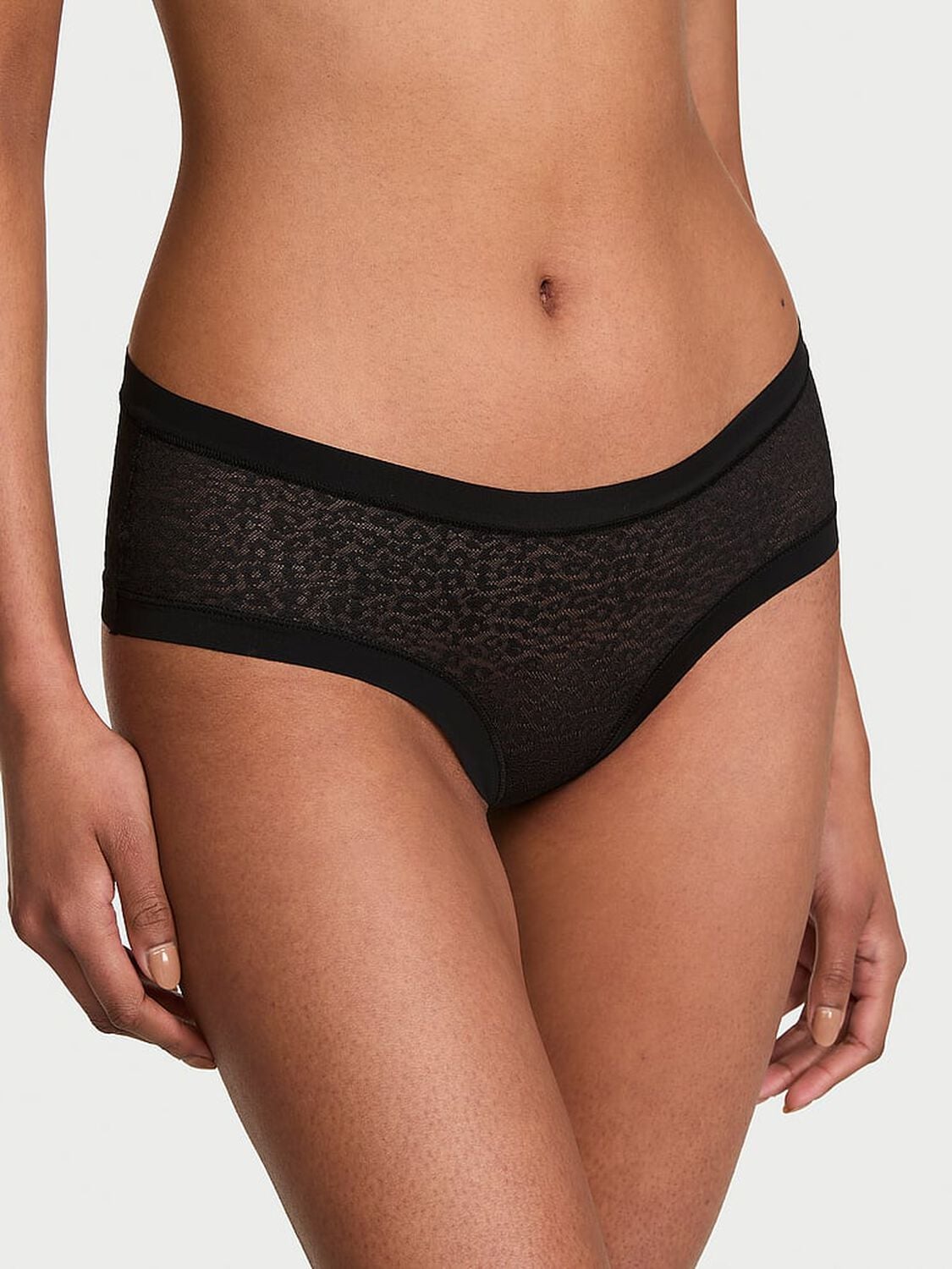 vs No-Show No-Show Leopard Lace Cheeky Panty Black 1 of 3 