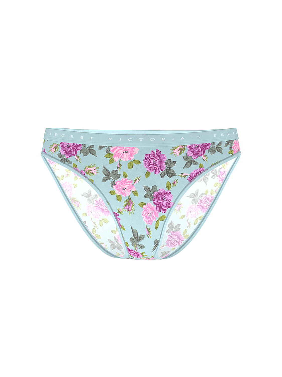 vs Victoria's Secret Stretch Cotton Bikini Panty Green Stone Roses 1 of 3 
