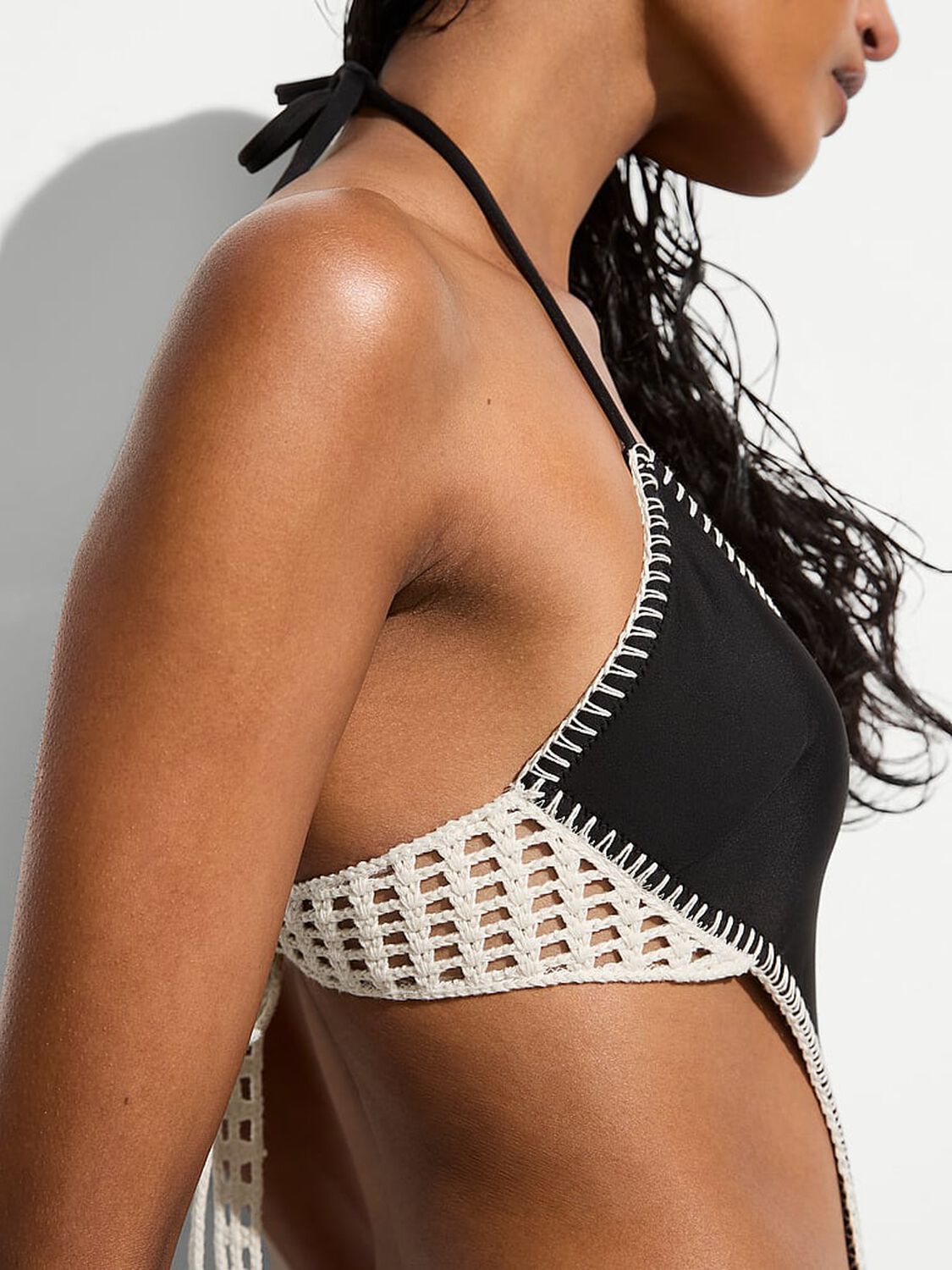 vs Victoria's Secret Swim Archives Crochet Scuba Cheeky Monokini One-Piece Swimsuit Pure Black 4 of 4 
