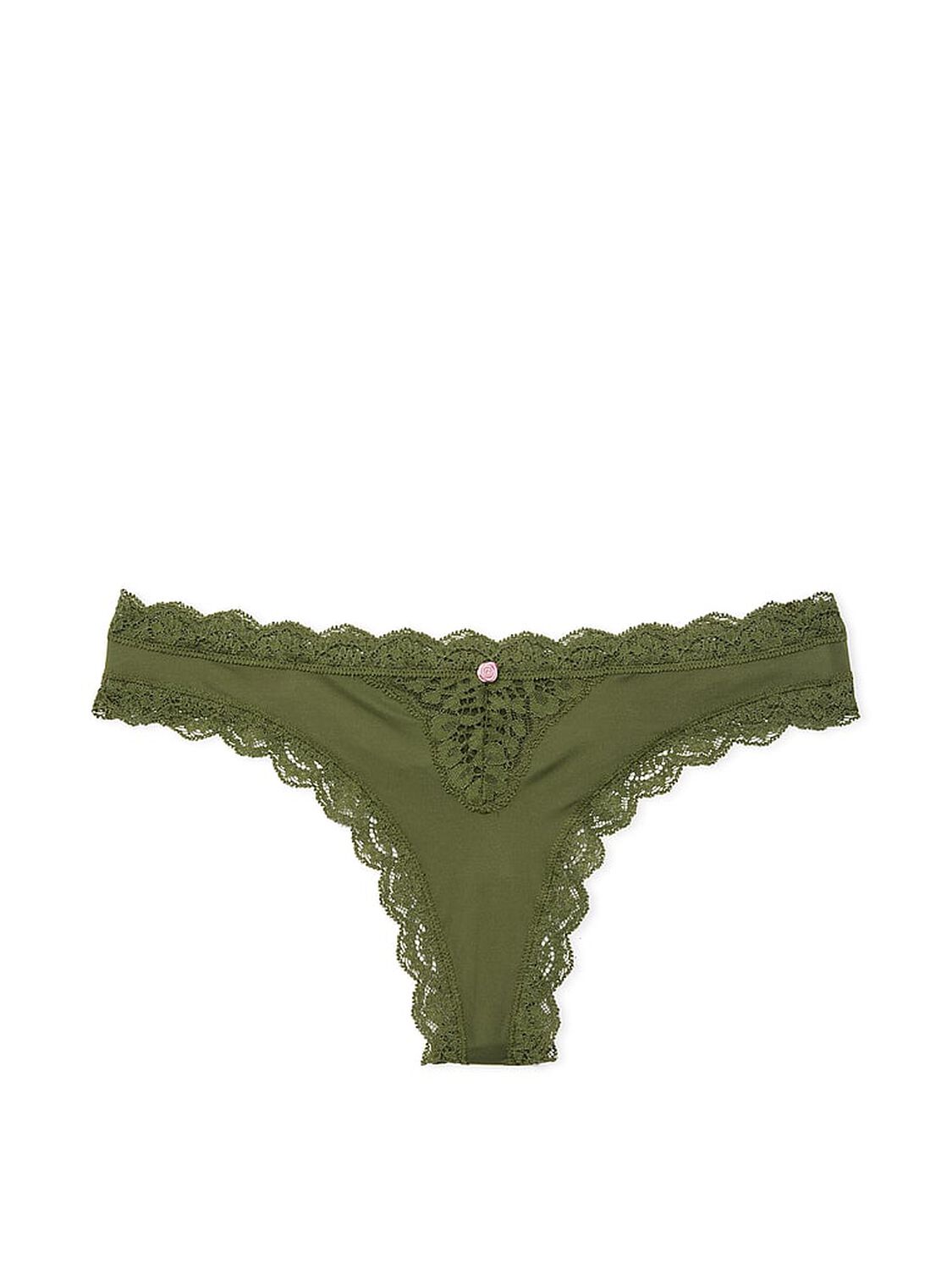 vs Dream Angels Lace-Trim Thong Panty Woodland Green 3 of 4 