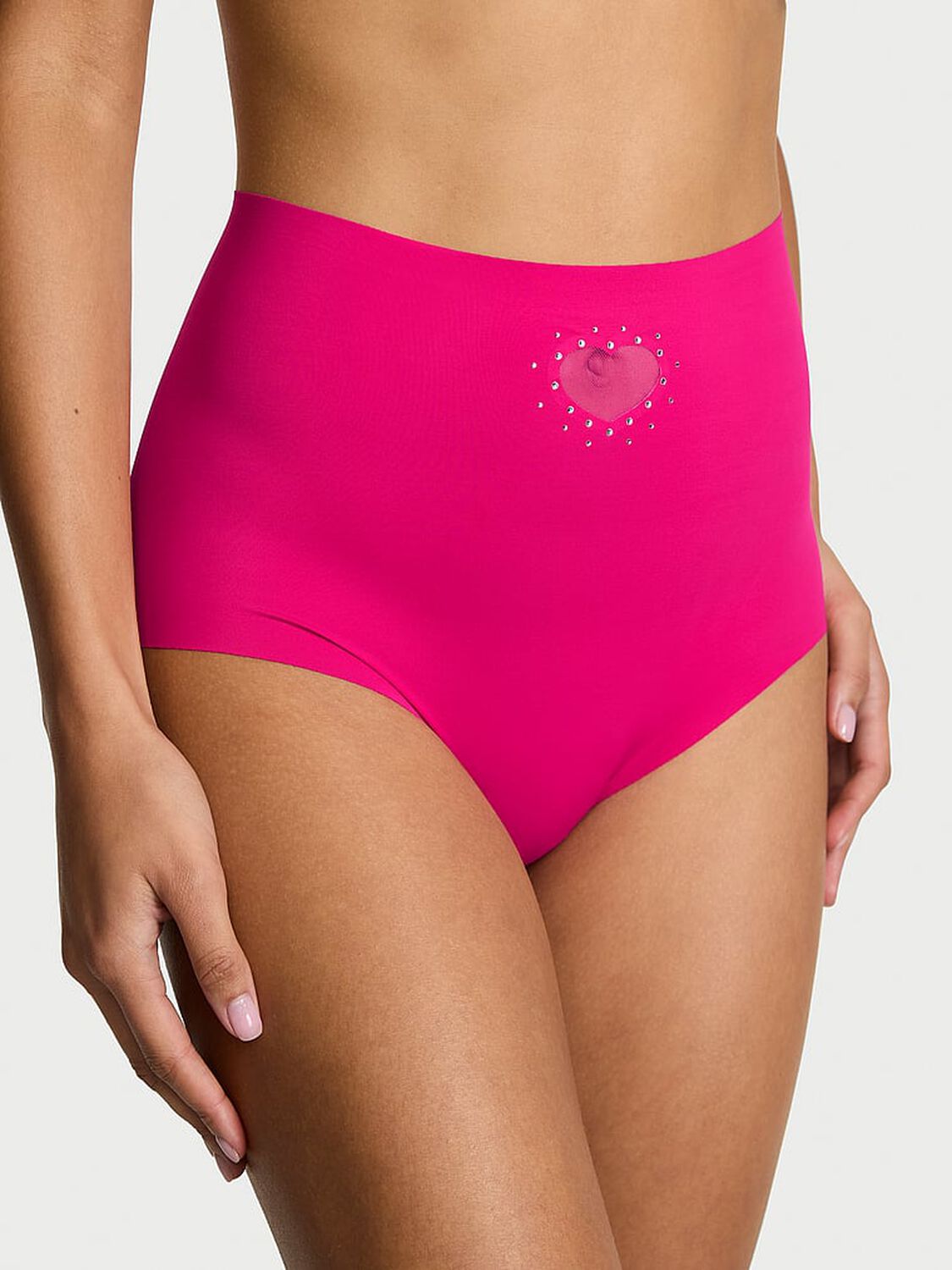 vs No-Show No-Show Heart Cut-Out Modern Brief Panty Pop Pink 1 of 3 
