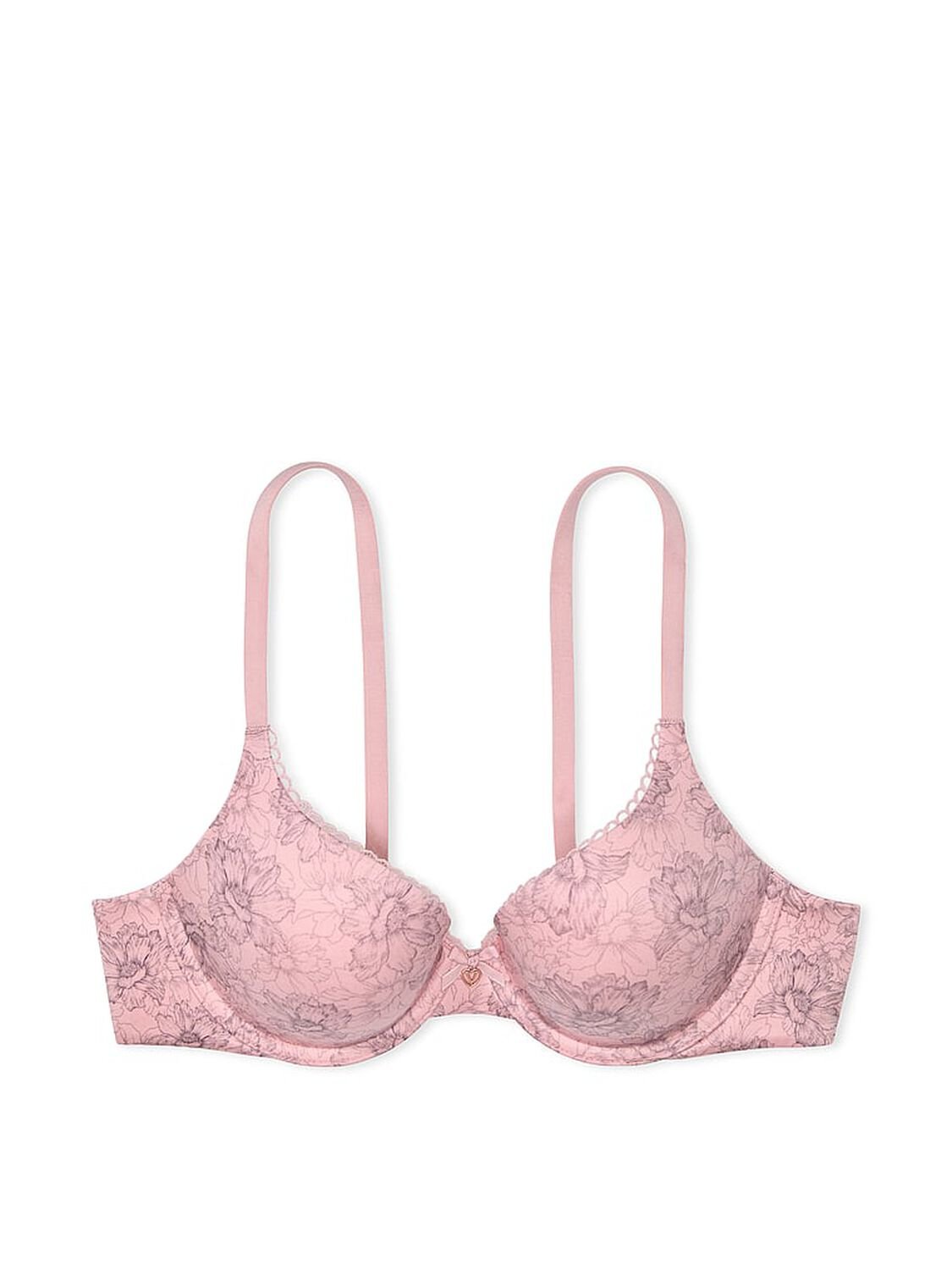 vs Body By Victoria Perfect Shape Push-Up Smooth Bra Pink Lily Outline Floral 3 of 4 