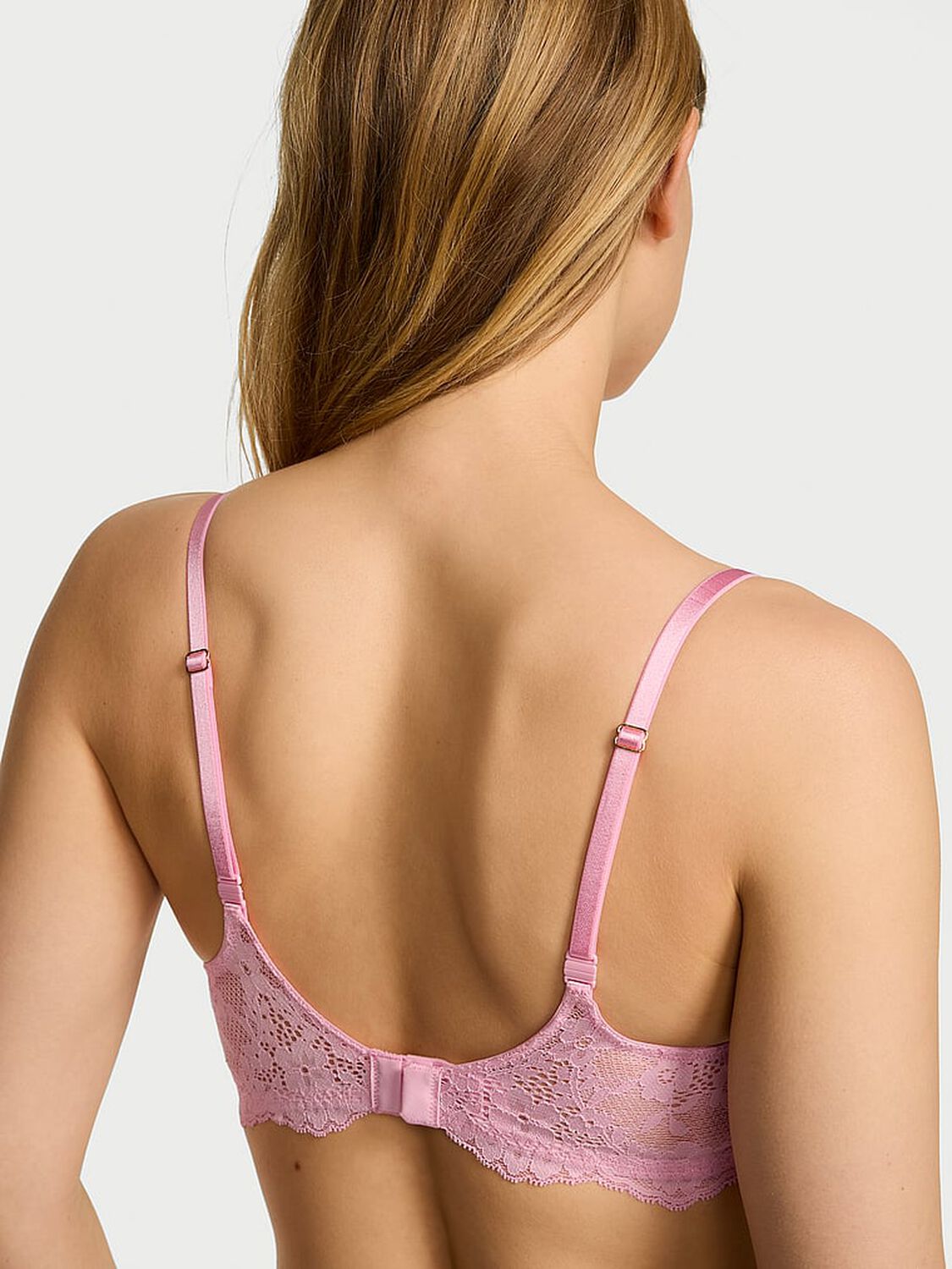 vs Dream Angels Lace Lightly Lined Classic Coverage Demi Bra Petal Pink 2 of 3 
