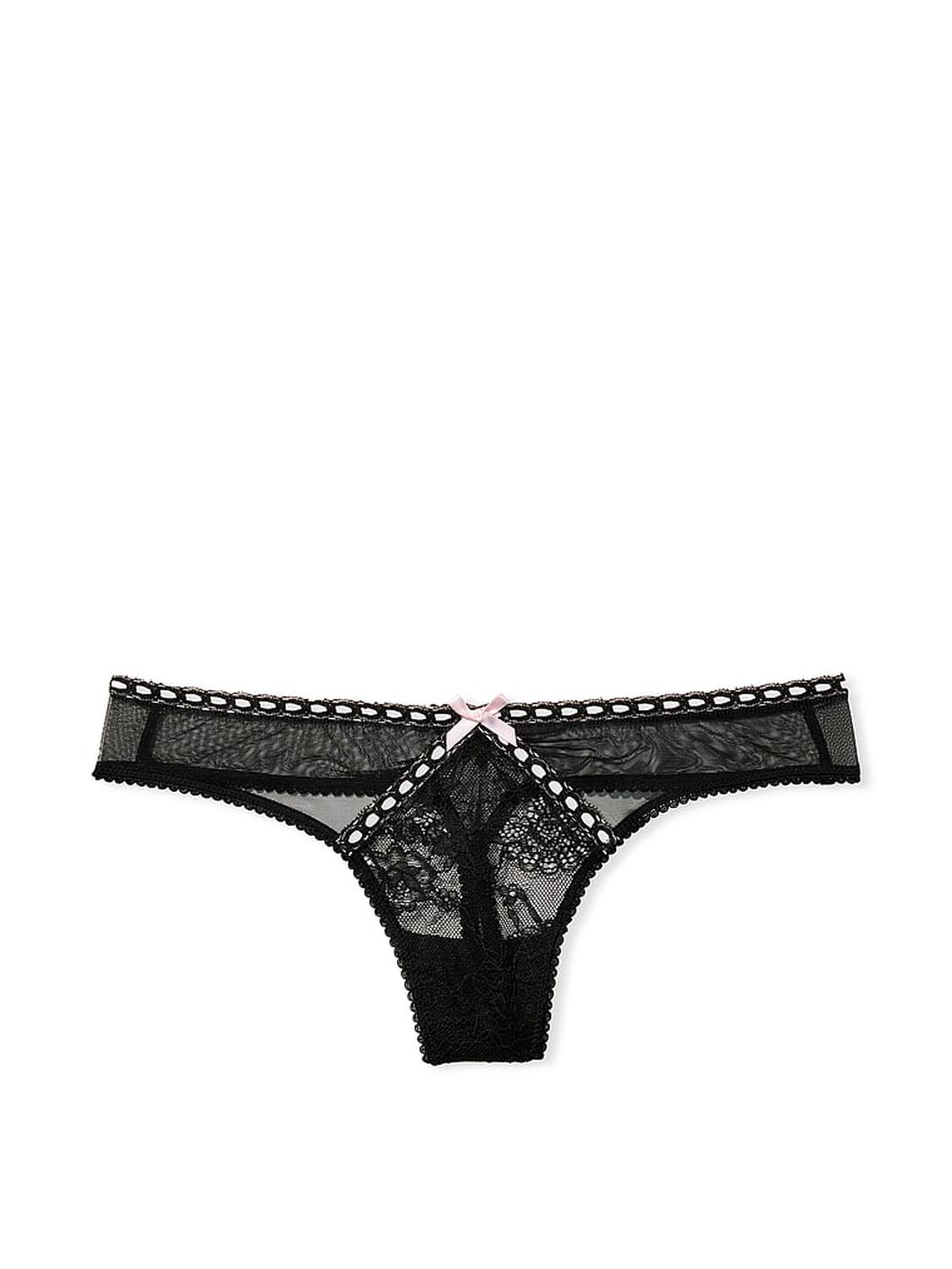 vs Dream Angels Lace Thong Panty Black 3 of 4 