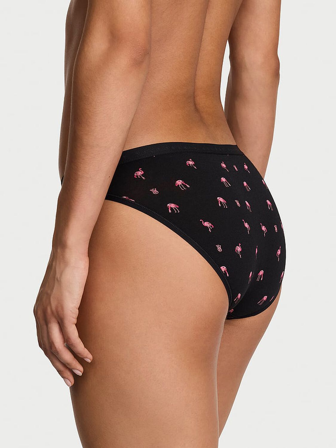 vs Victoria's Secret Stretch Cotton Bikini Panty Black Flamingos 2 of 3 