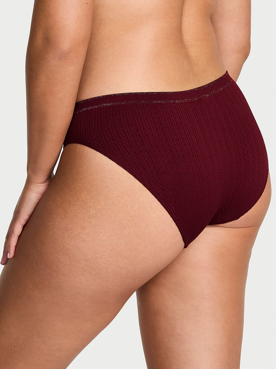 vs Seamless Seamless Cable-Knit Bikini Panty Sangria Red 2 of 2 
