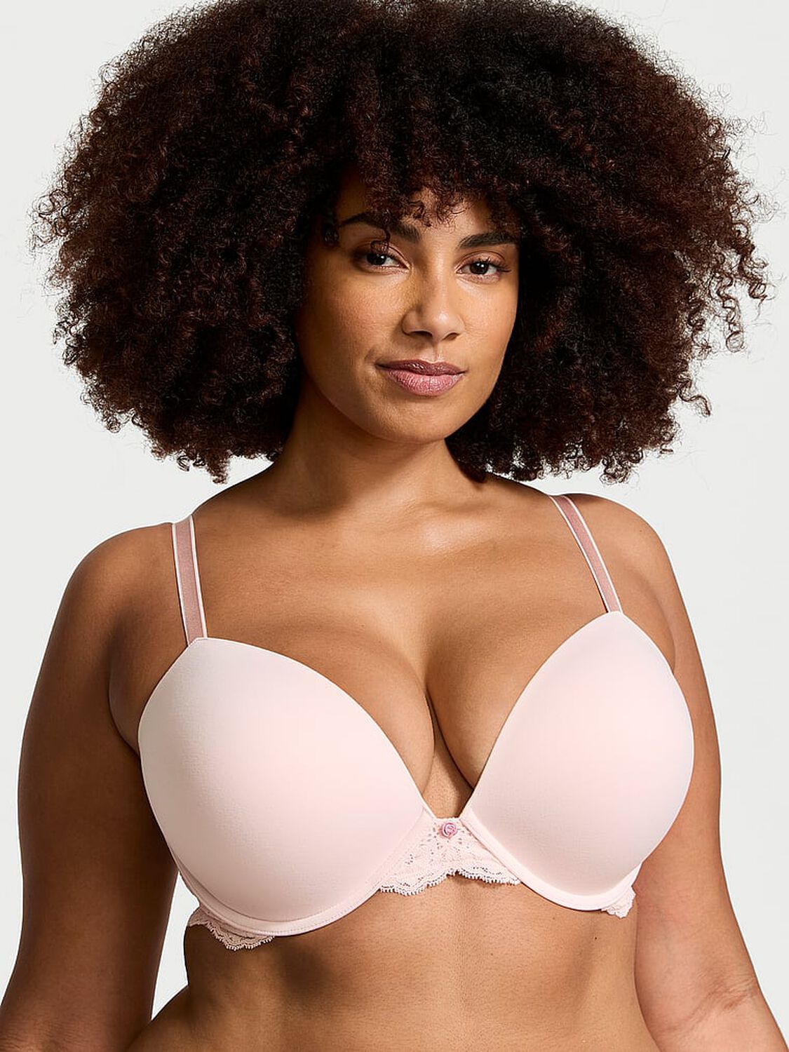 vs Dream Angels Smooth & Lace Push-Up Bra Purest Pink 1 of 4 