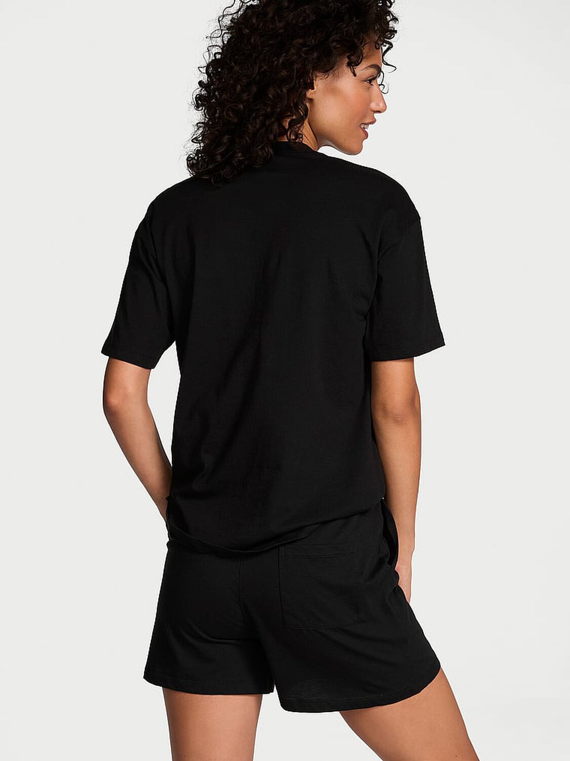 vs Victoria's Secret 100% Cotton Short Pajama Set Black 2 of 3 