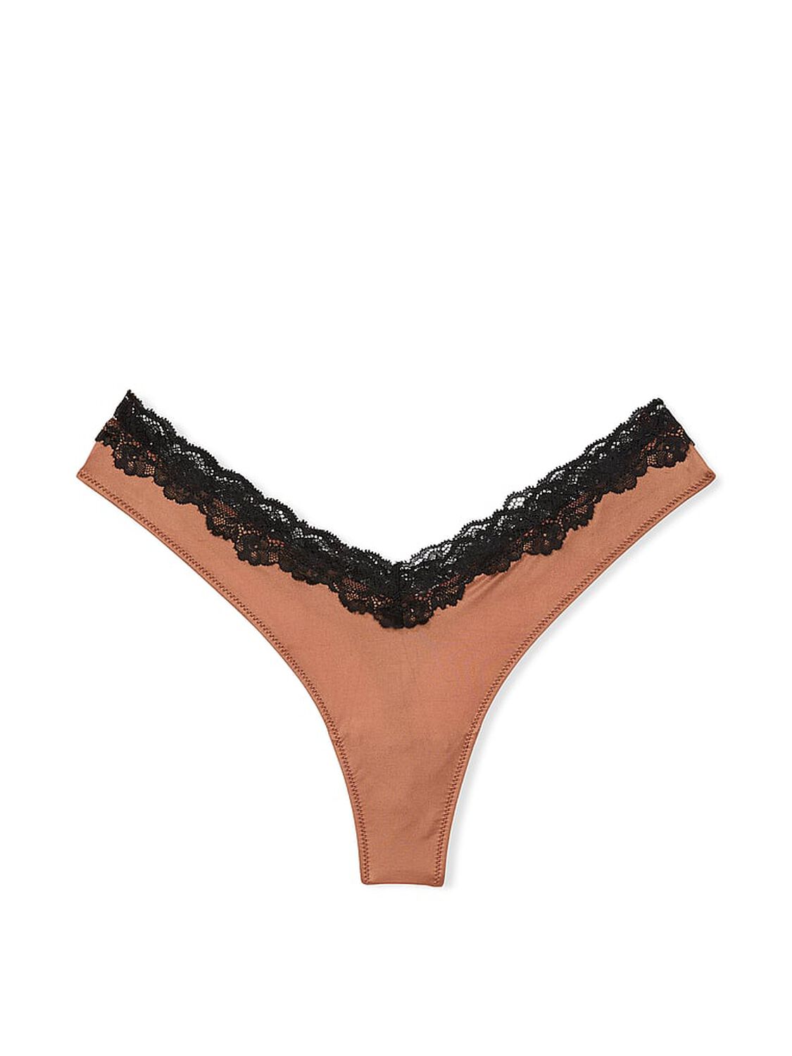 vs Very Sexy Lace-Trim High-Leg Thong Panty Caramel 3 of 3 