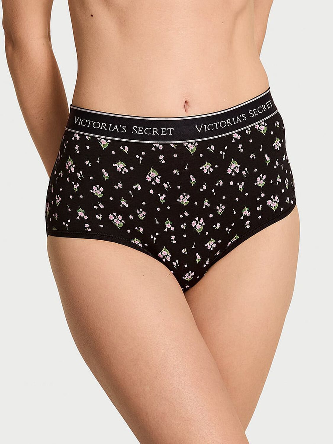 vs Cotton Logo Cotton Modern Brief Panty Black Ditsy Floral 1 of 2 