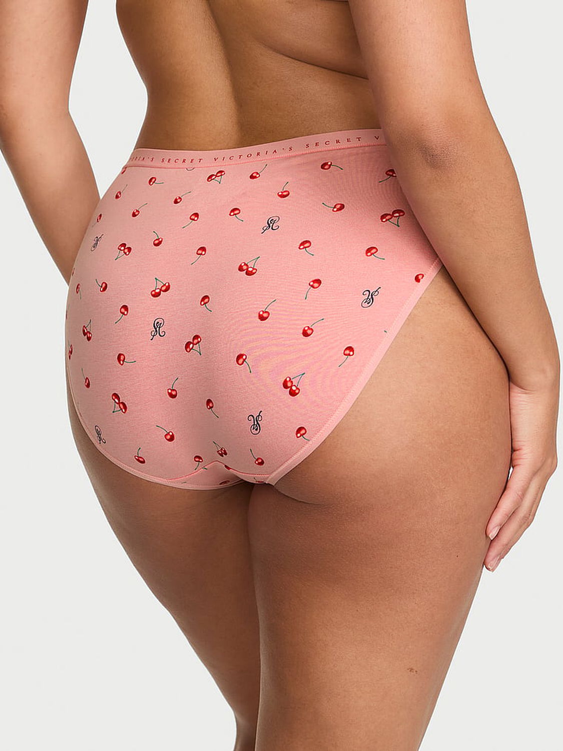 vs Victoria's Secret Stretch Cotton High-Leg Brief Panty Bloom Pink Cherries 2 of 2 