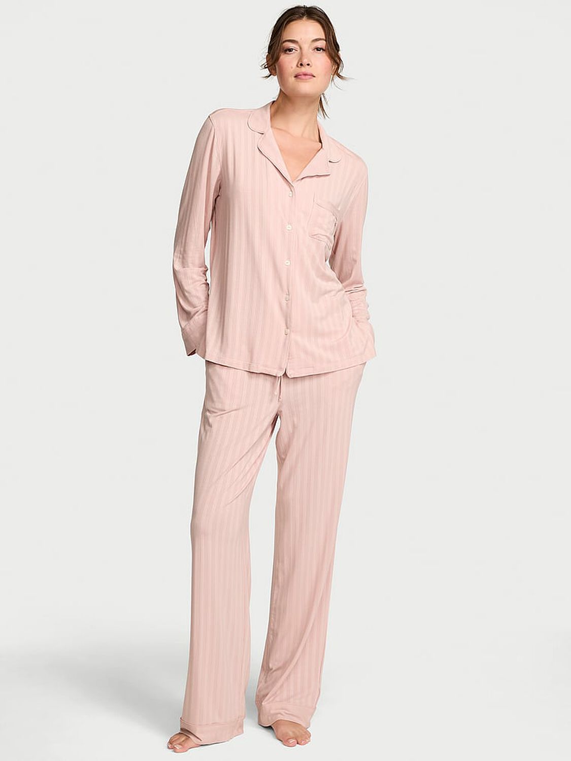 vs Victoria's Secret Ultra-Fine Modal Long Pajama Set Bare All 1 of 3 