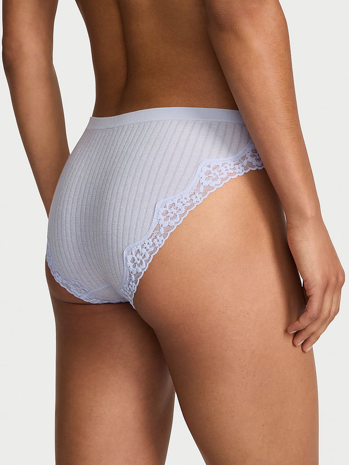 vs Seamless Seamless Rib Lace-Trim Bikini Panty Soft Iris 1 of 3 