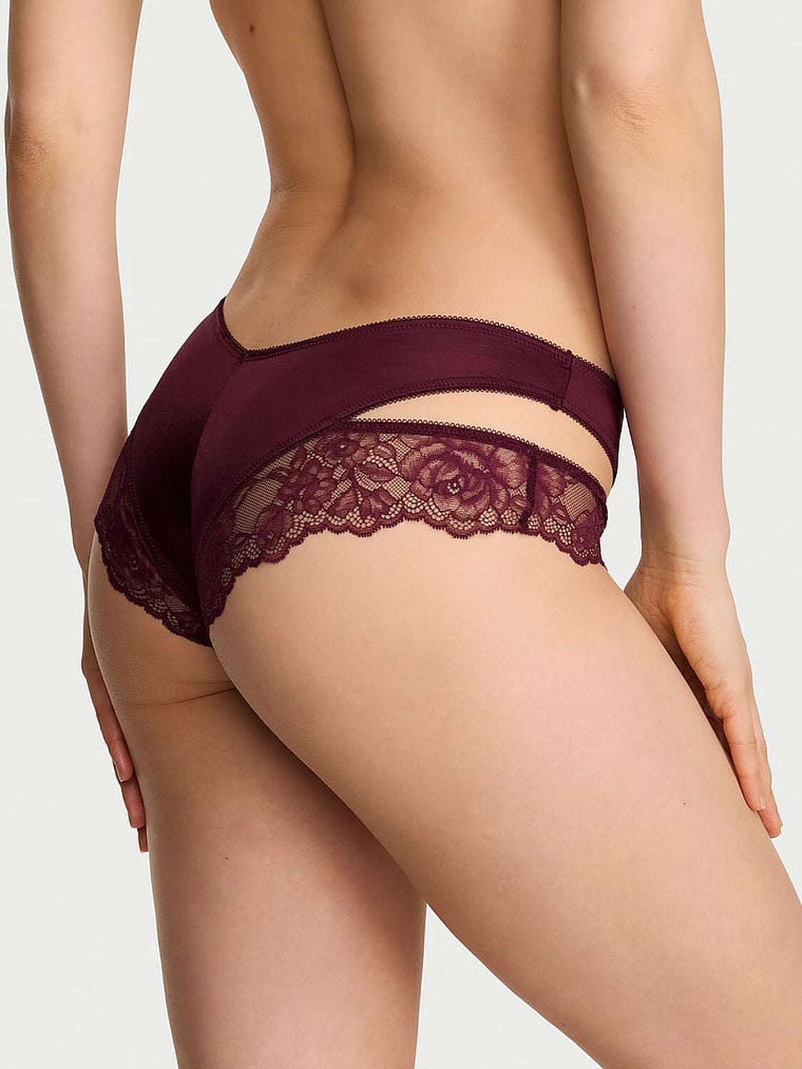 vs Very Sexy Rose Lace-Trim Cut-Out Cheeky Panty Rich Maroon 2 of 2 