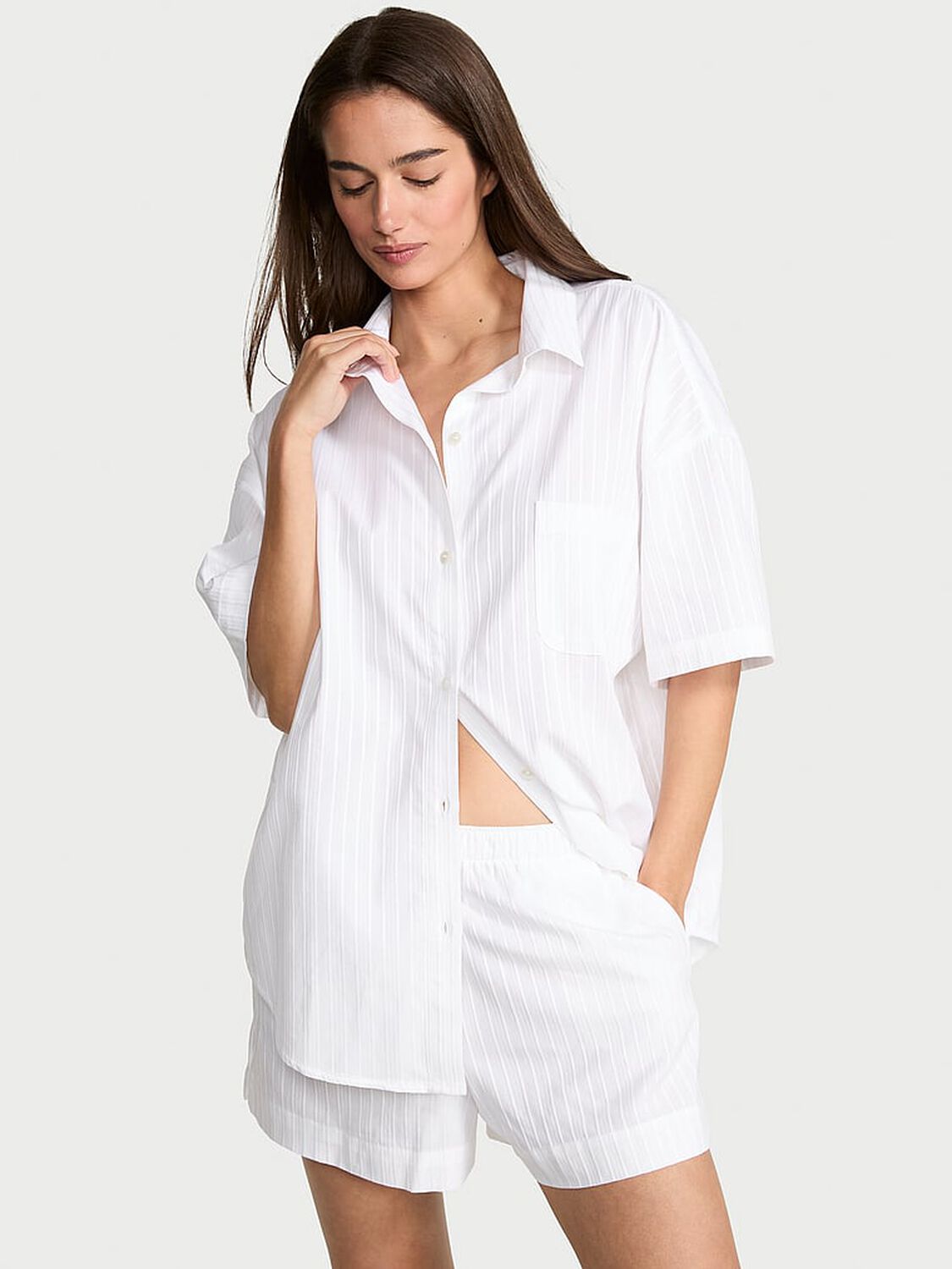 vs Victoria's Secret Modal-Cotton Short Pajama Set Vs White 1 of 2 