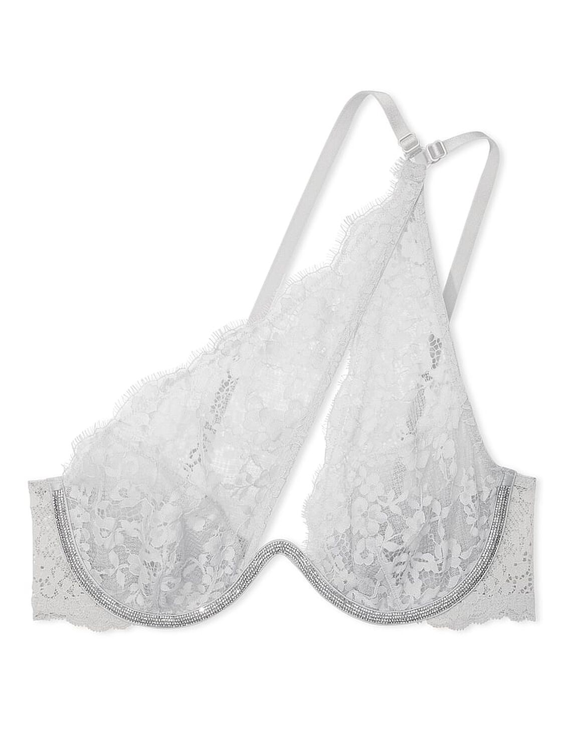 vs Dream Angels Twinkle Lace One-Shoulder Monowire Bra Silver Pearl 3 of 3 