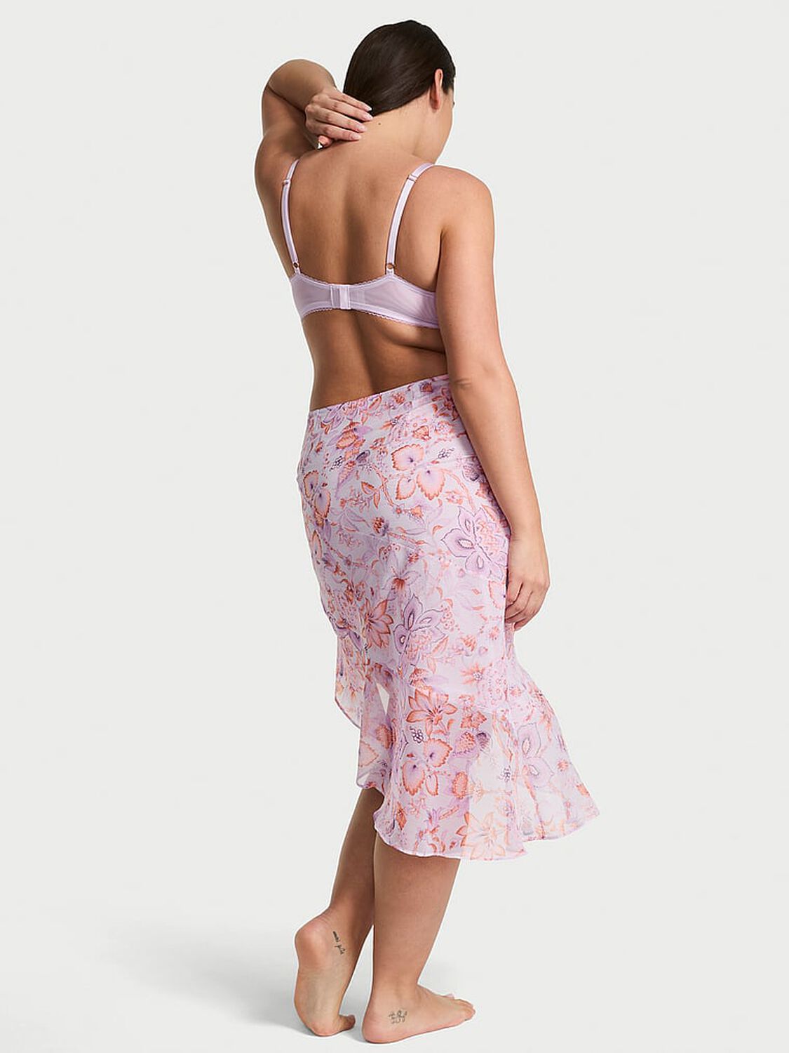 vs Victoria's Secret Vintage Blossom Chiffon Handkerchief Skirt Delicate Violet Floral 2 of 3 