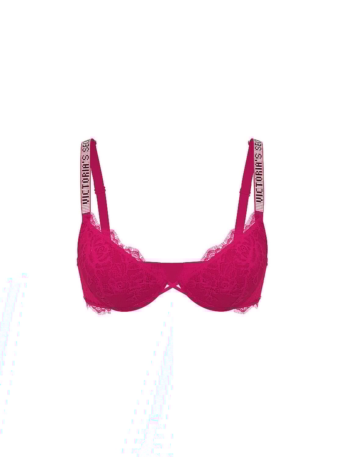 vs Very Sexy Shine Strap Lace Push-Up Bra Pop Pink 3 of 3 