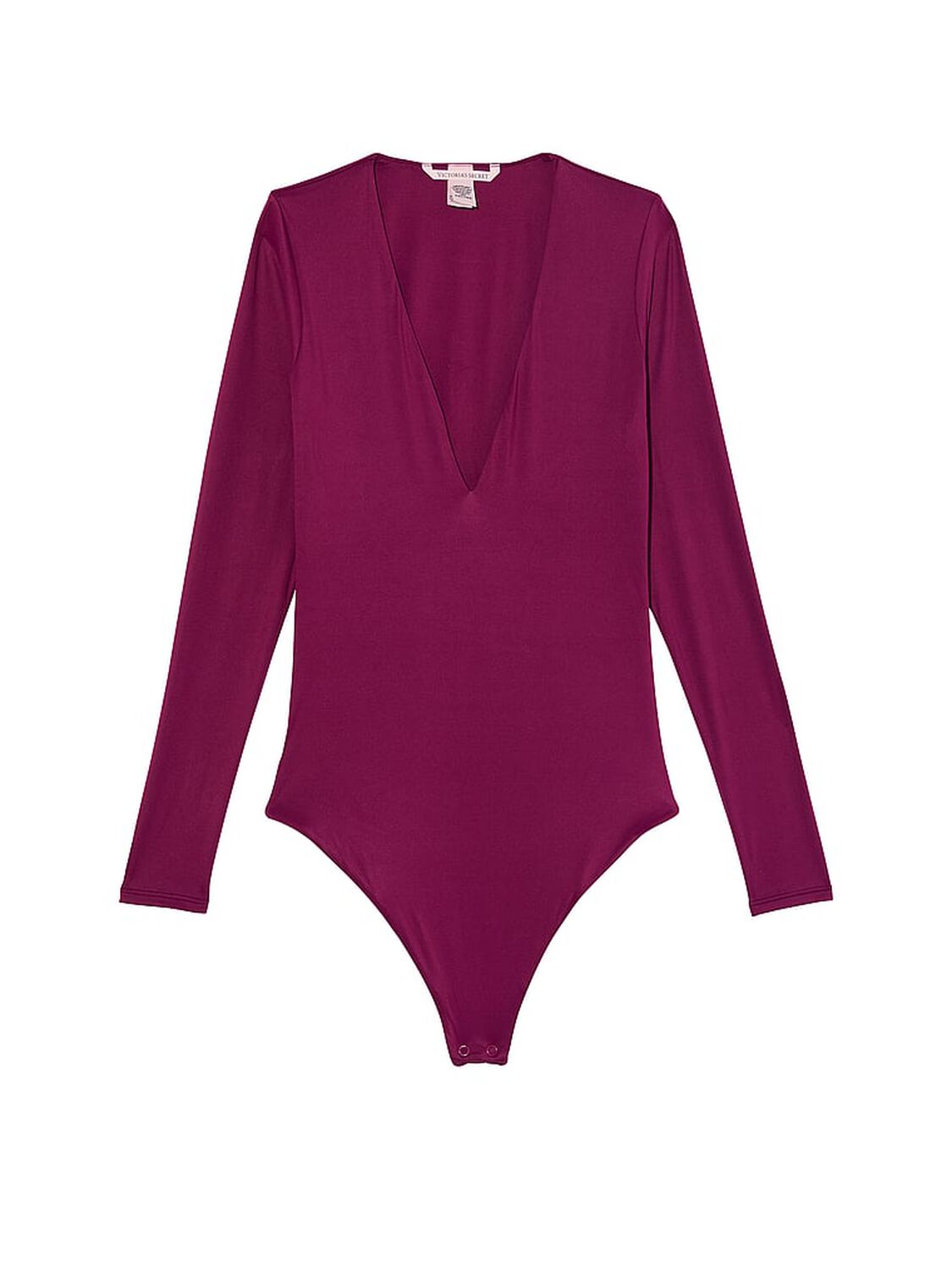 vs Victoria's Secret BODYWEAR by Victoria with FeatherSoft™ Innovation V-Neck Bodysuit Plum Rouge 3 of 4 