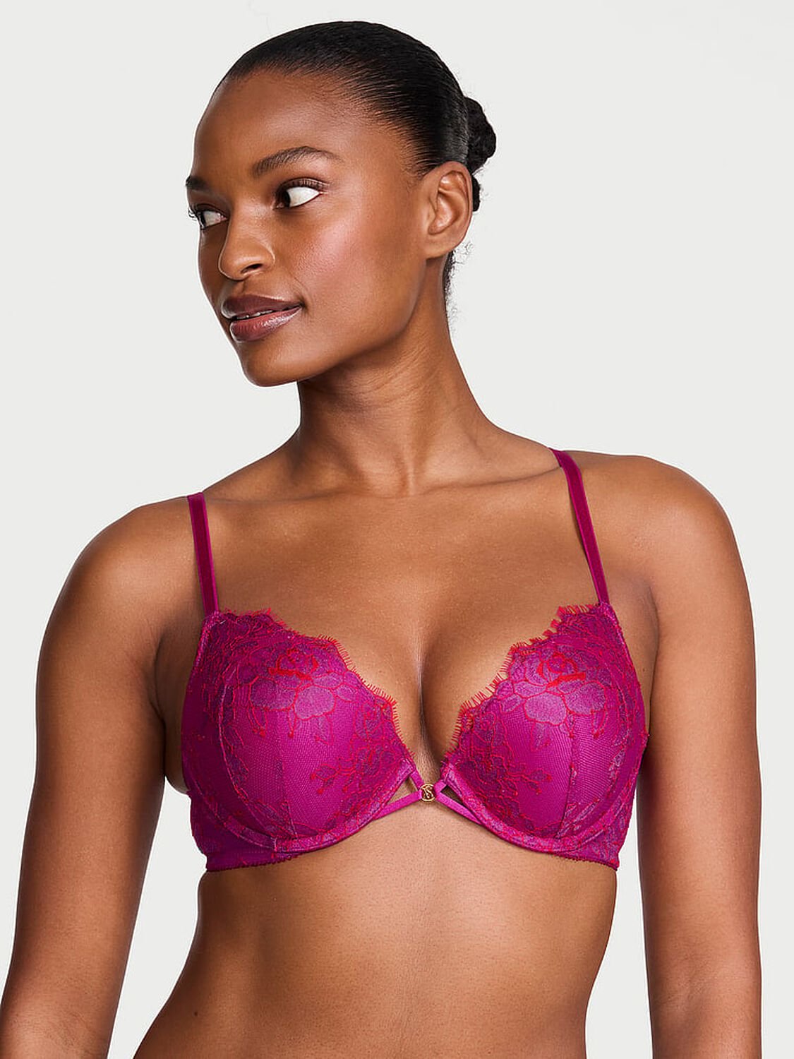 vs Very Sexy Bombshell Add-2-Cups Rose Lace Push-Up Bra Berrylicious 1 of 3 