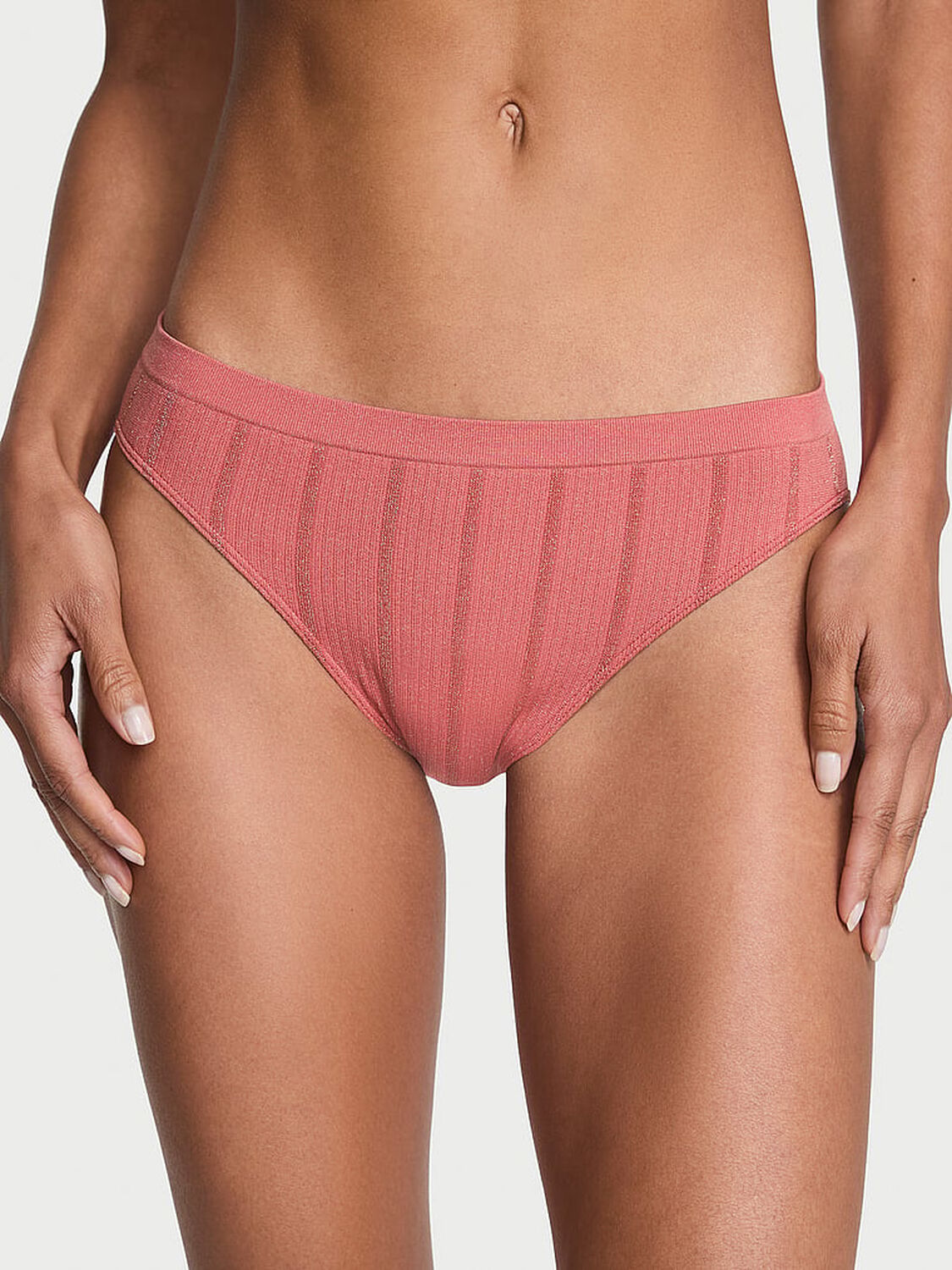 vs Seamless Seamless Bikini Panty Seductive Rose Lurex Stripe 1 of 3 