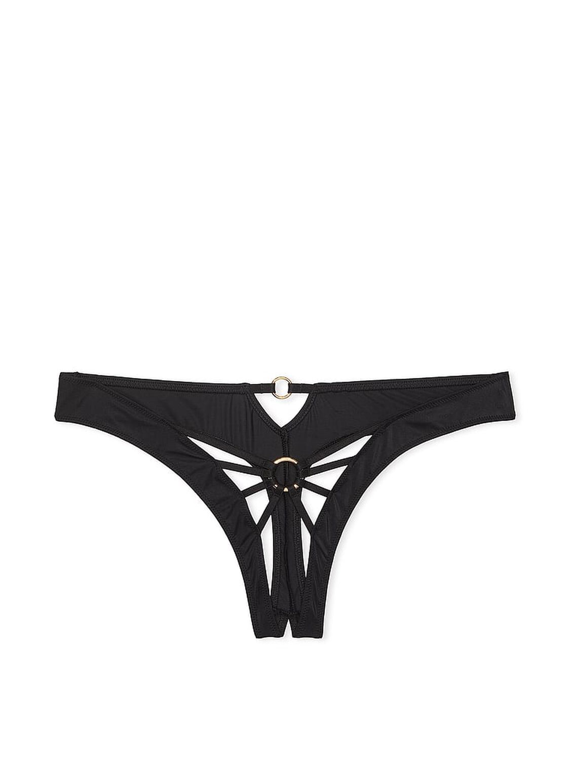 vs Very Sexy Strappy Hardware Crotchless Thong Panty Black 3 of 3 
